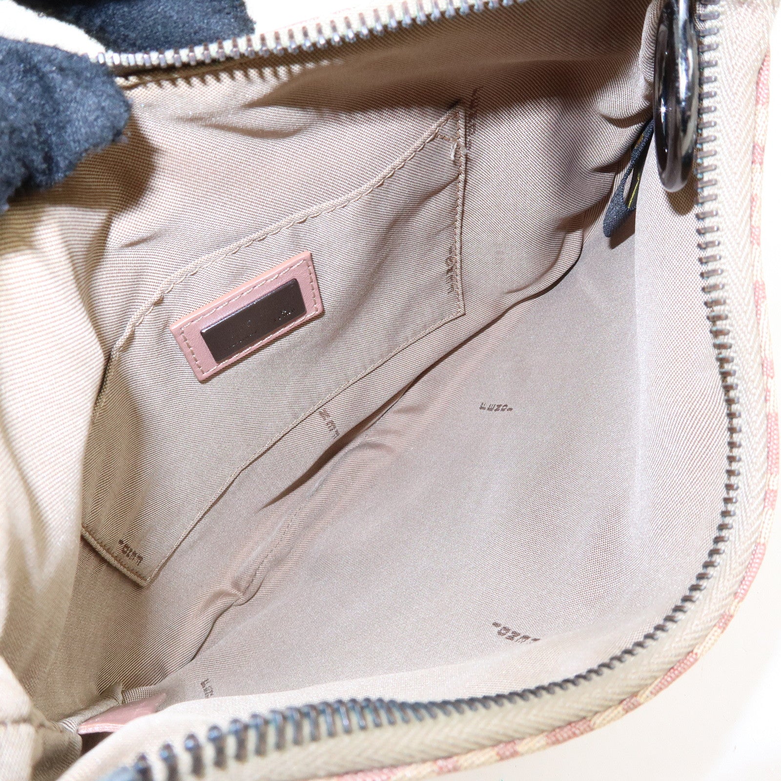 FENDI Zucchino Canvas Leather Hand Bag Beige Pink 8BR248