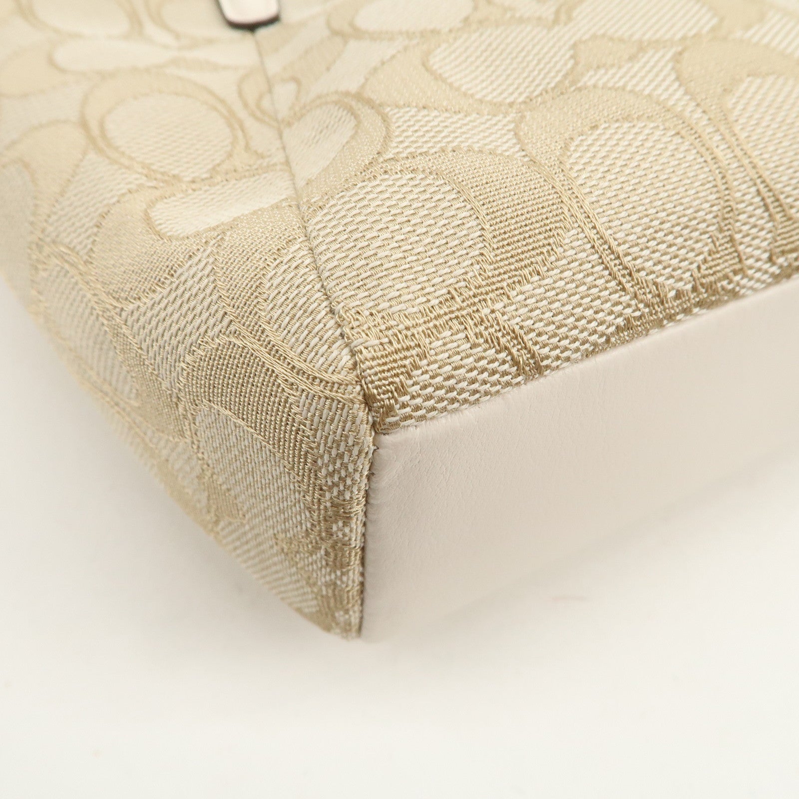 COACH Signature Canvas Leather 2Way Shoulder Bag Hand Bag Beige