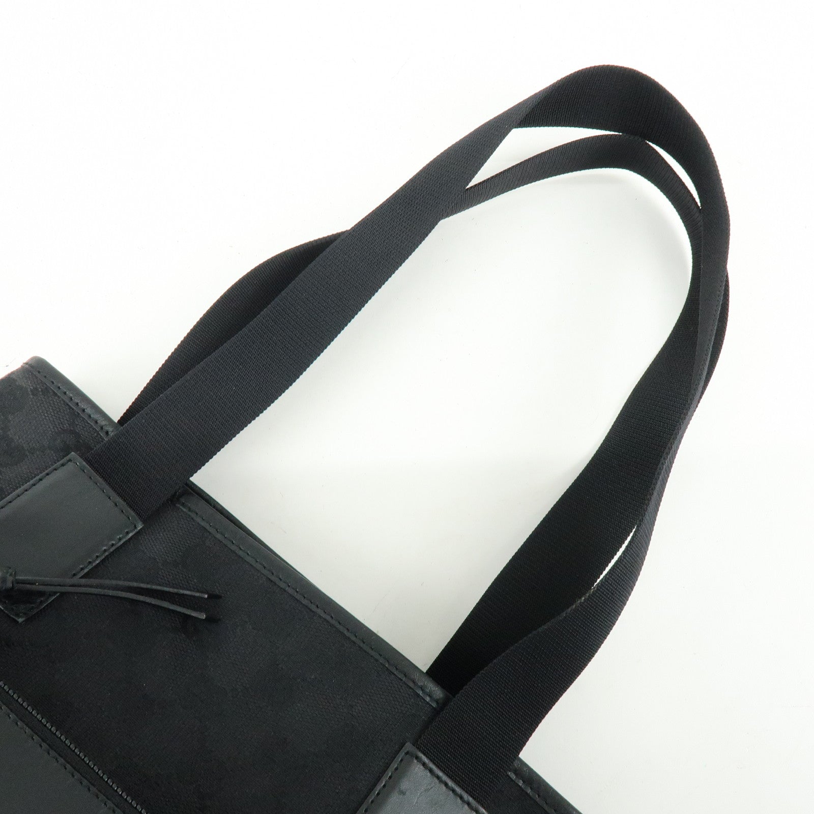 GUCCI GG Canvas Leather Tote Bag Shoulder Bag Black 28893