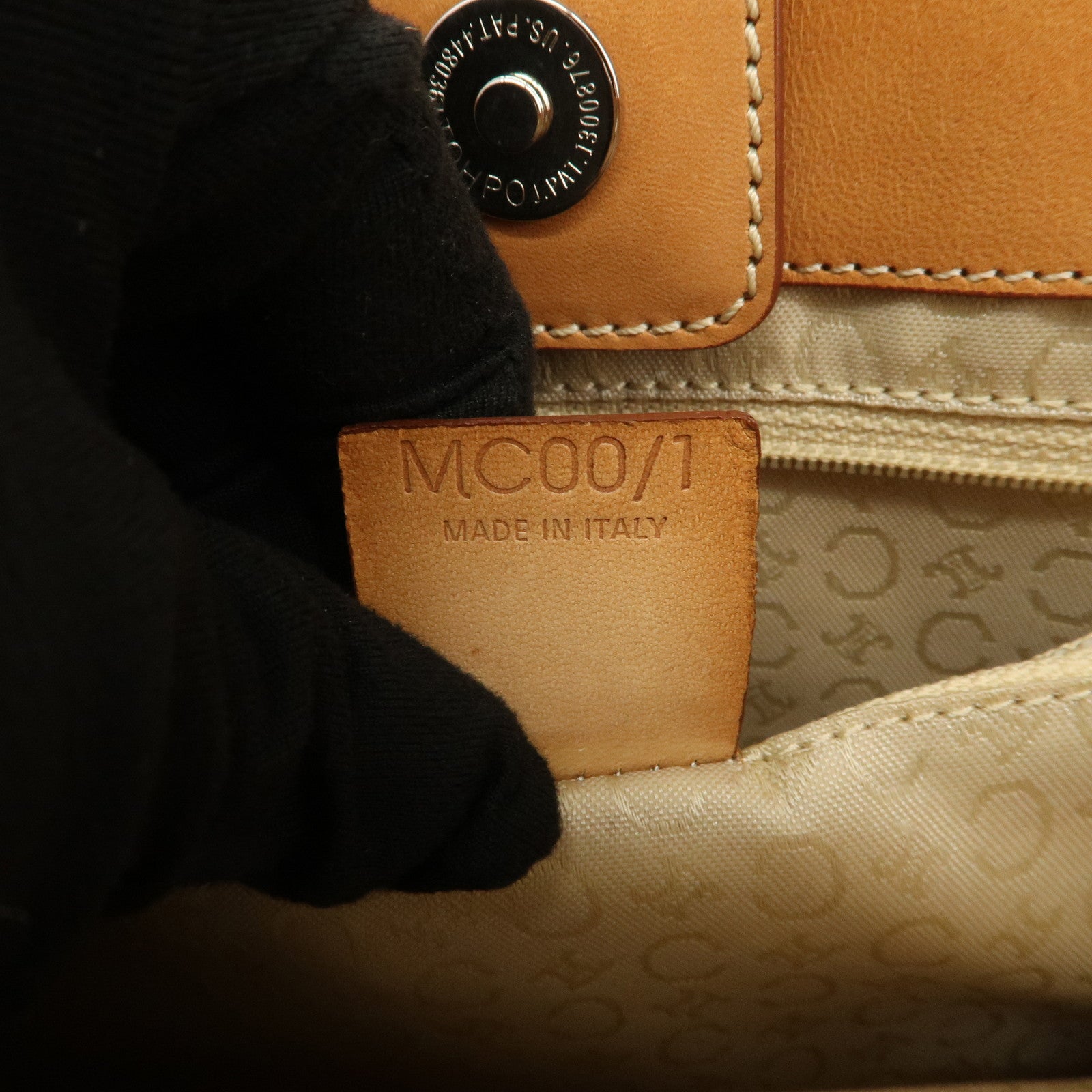 CELINE C Macadam Suede Leather Tote Bag Hand Bag Orange Light Brown