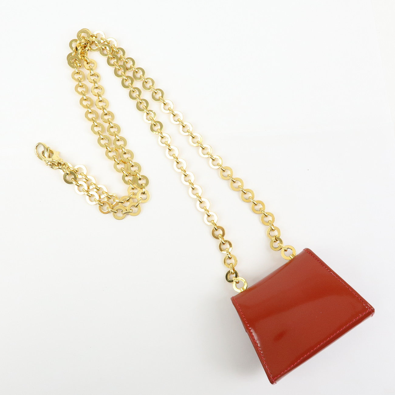 Ferragamo Gancini Patent Leather Chain Shoulder Crossbody Bag Red