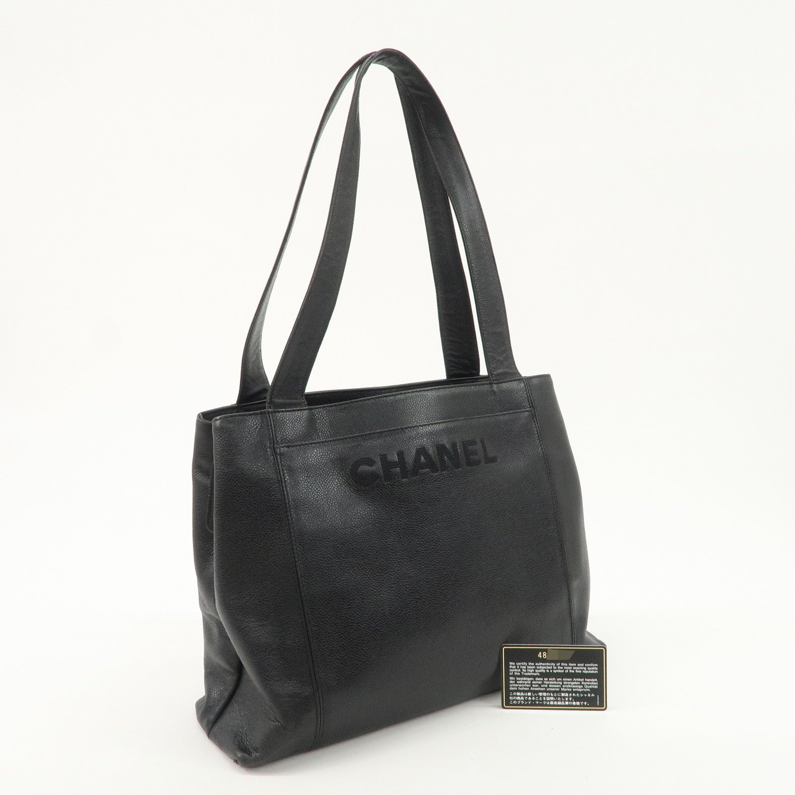 CHANEL Caviarskin Tote Bag Hand Bag Shoulder Bag Black Used