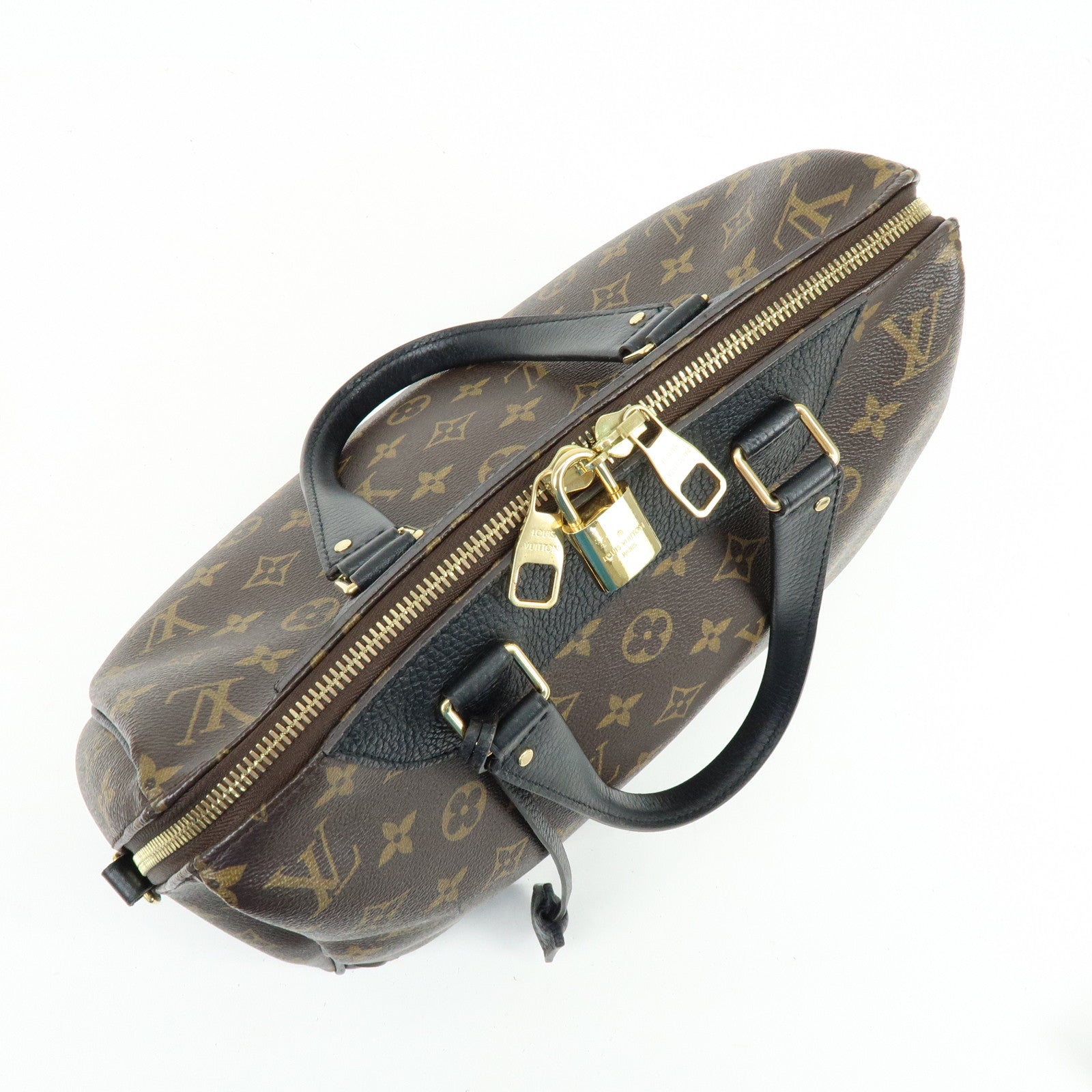 Louis Vuitton Monogram Canvas Leather Retiro Hand Bag Brown M50058