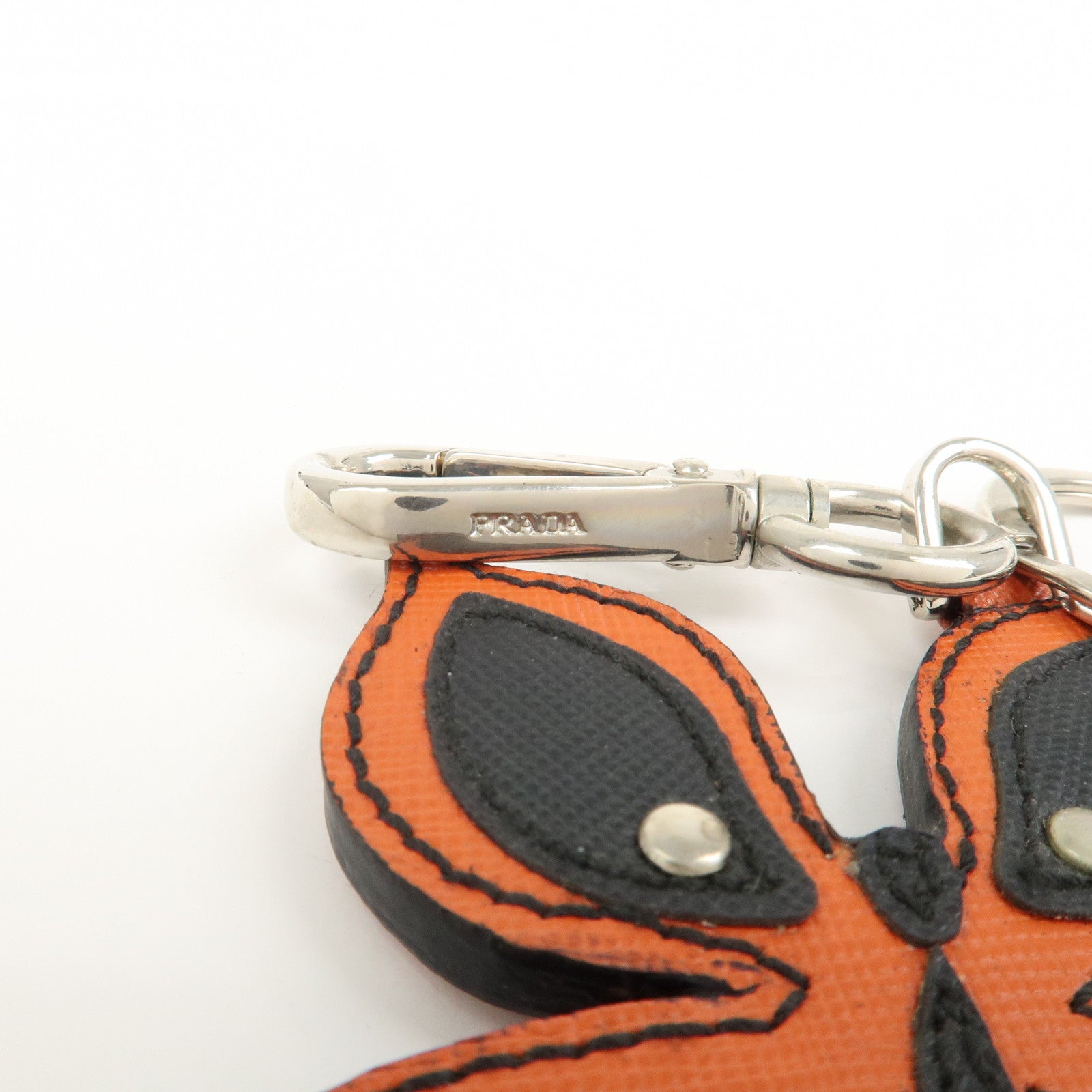 PRADA Butterfly Motif Leather Bag Charm Key Chain 1AR288
