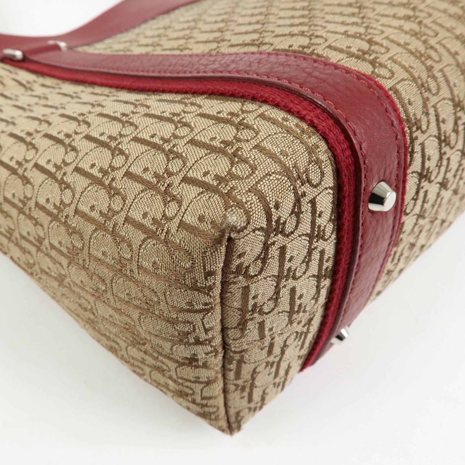 Christian Dior Street Chic Trotter Jaquard Canvas Leather Hand Bag