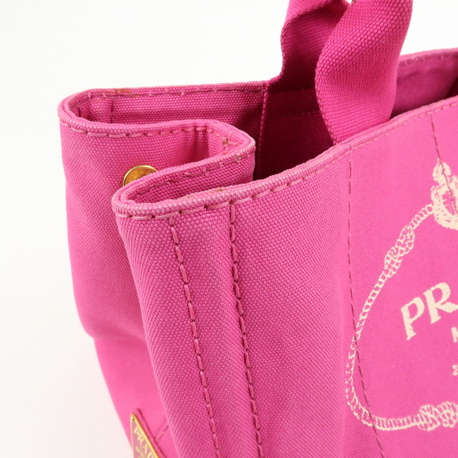 PRADA Triangle Logo Canapa Canvas Hand Bag Tote Bag Pink BN1872