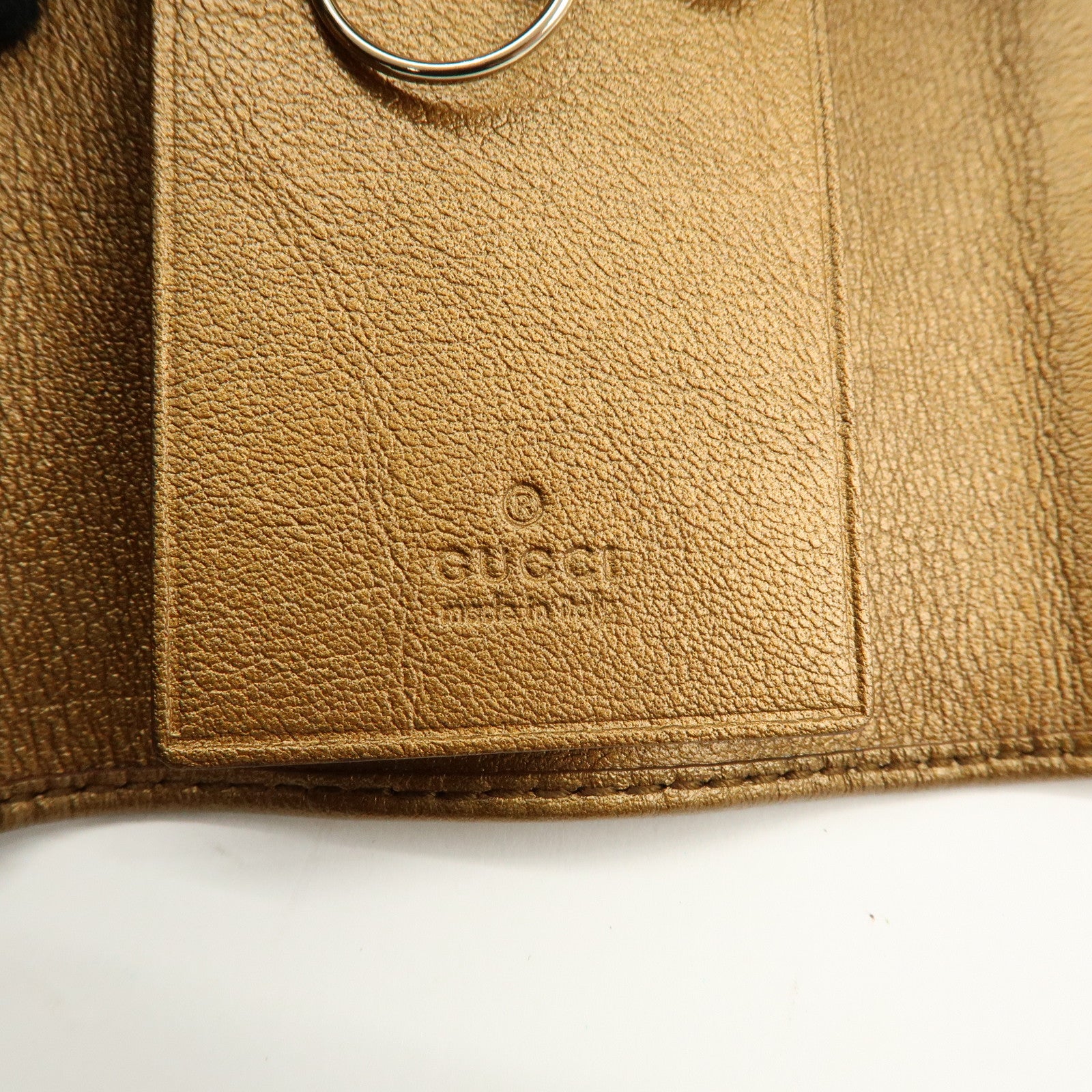 GUCCI GG Canvas Leather 6 Ring Key Case Beige Brown 127048