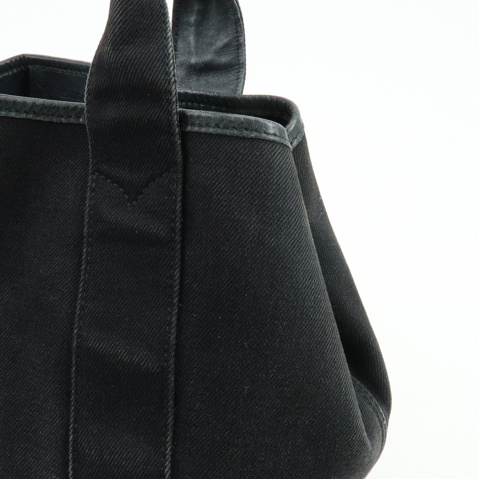 BALENCIAGA Navy Cabas Small Canvas Leather Tote Bag Black 339933