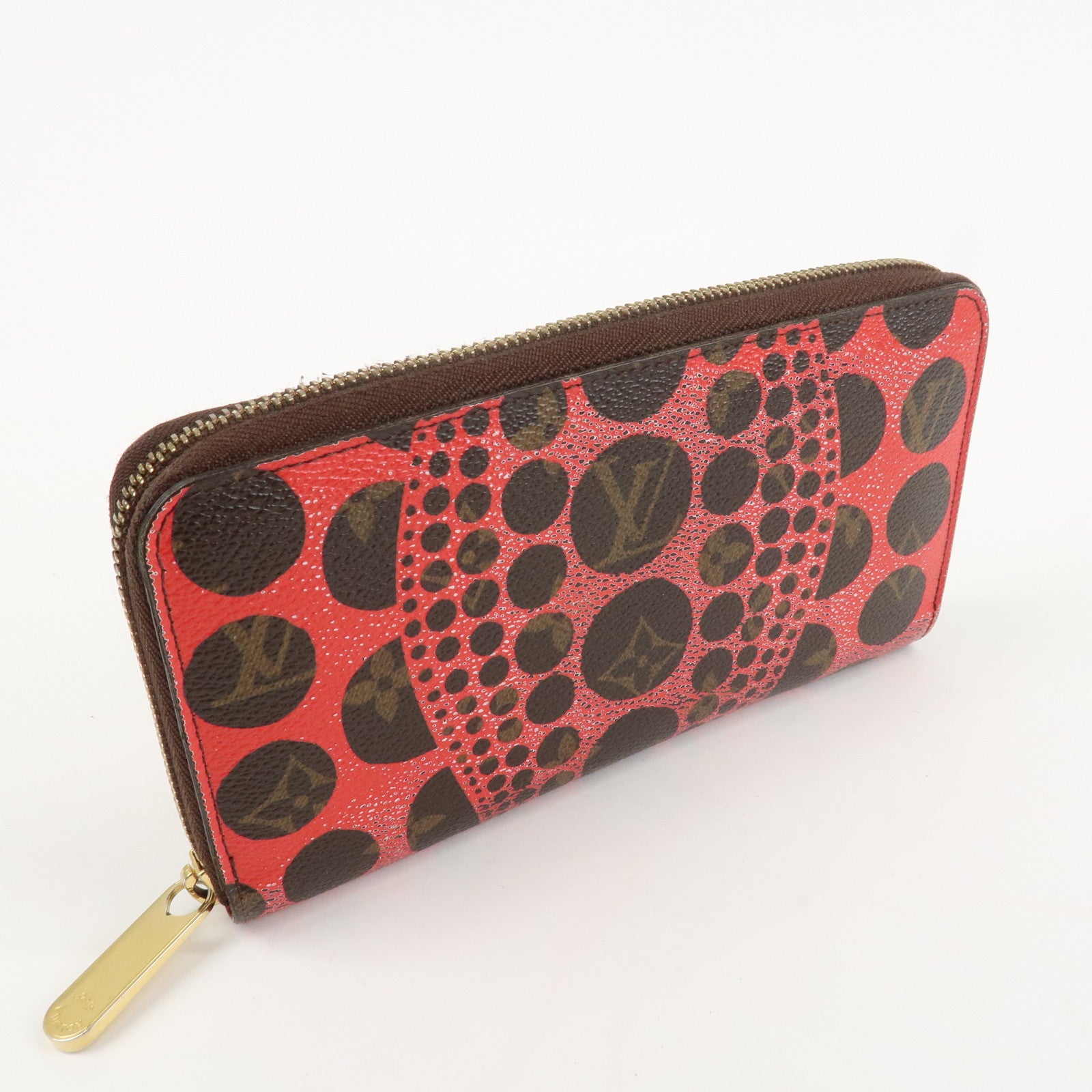 Louis Vuitton Monogram Kusama Pumpkin Dots Zippy Wallet M60450 Used