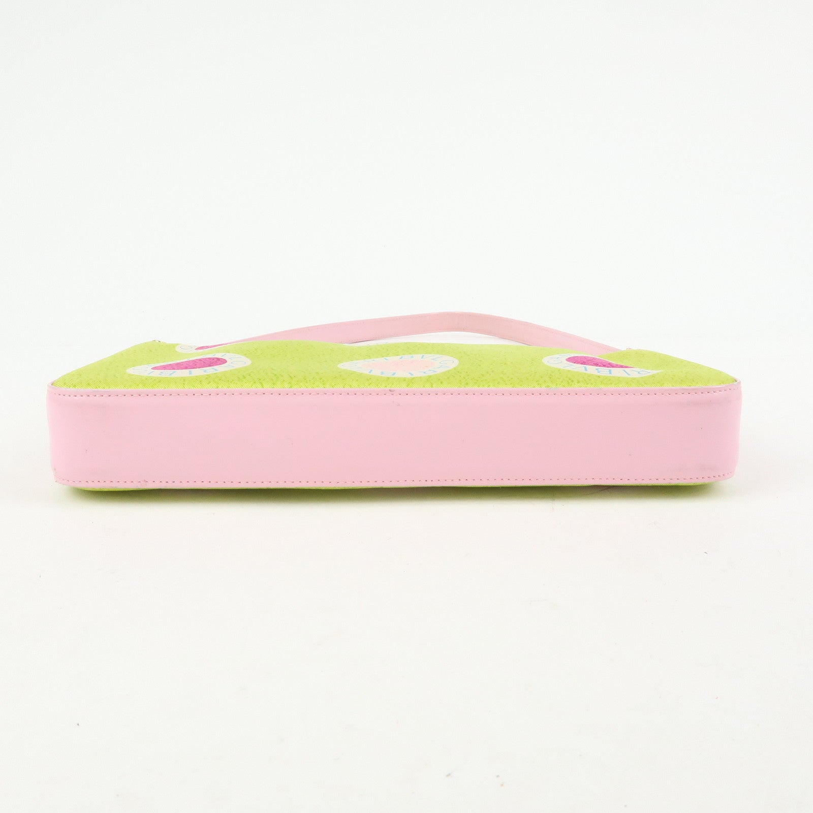 BVLGARI Nylon Leather Shoulder Bag Hand Bag Light Pink Light Green