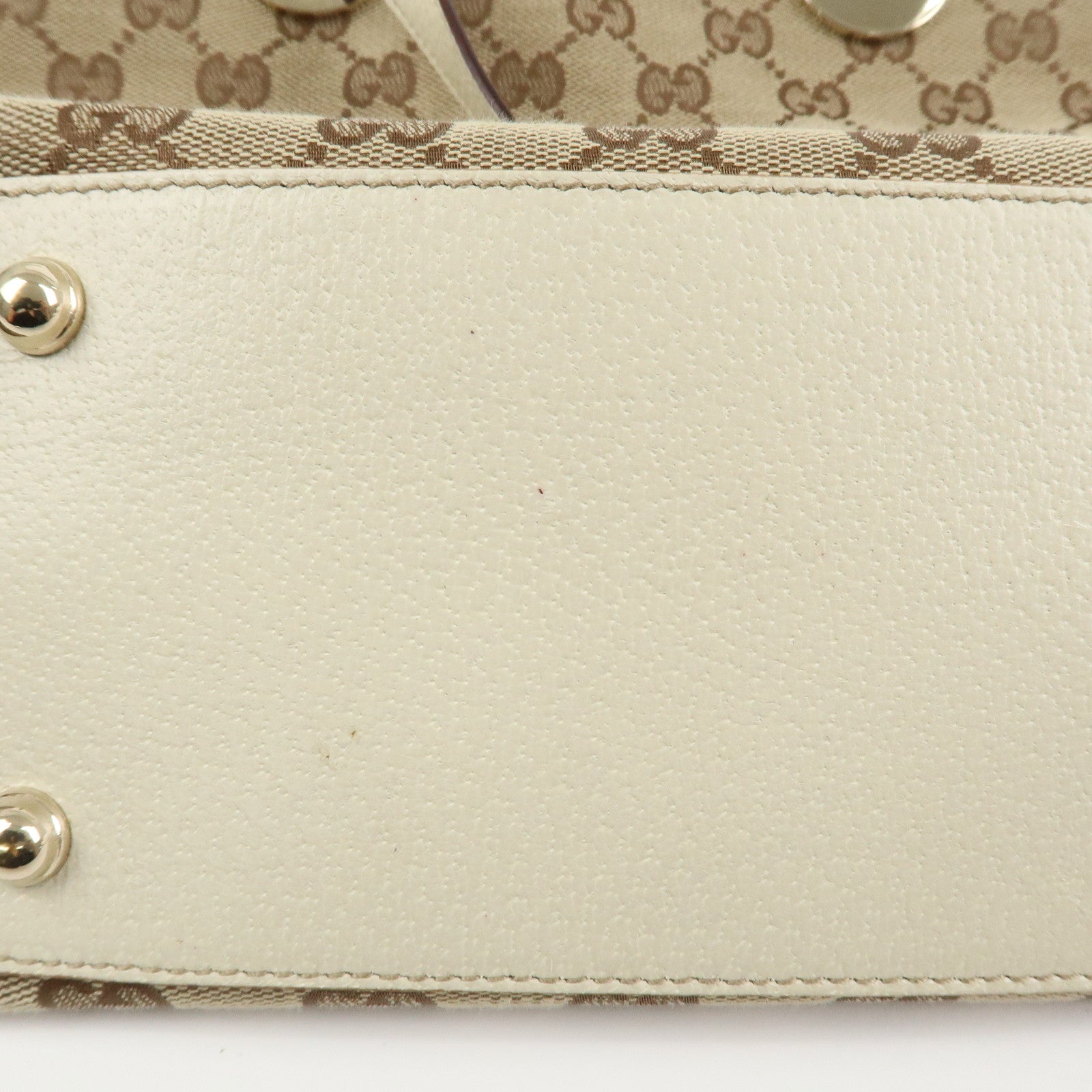 GUCCI GG Monogram Canvas Leather Tote Bag Hand Bag Brown 120840
