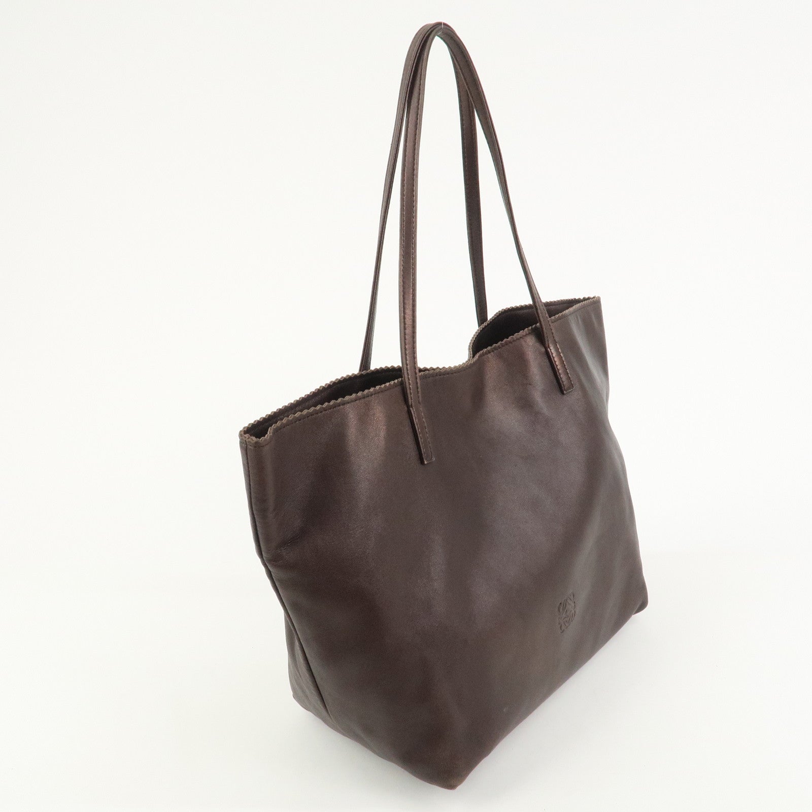 LOEWE Anagram Nappa Leather Aura Tote Bag Shoulder Bag Brown