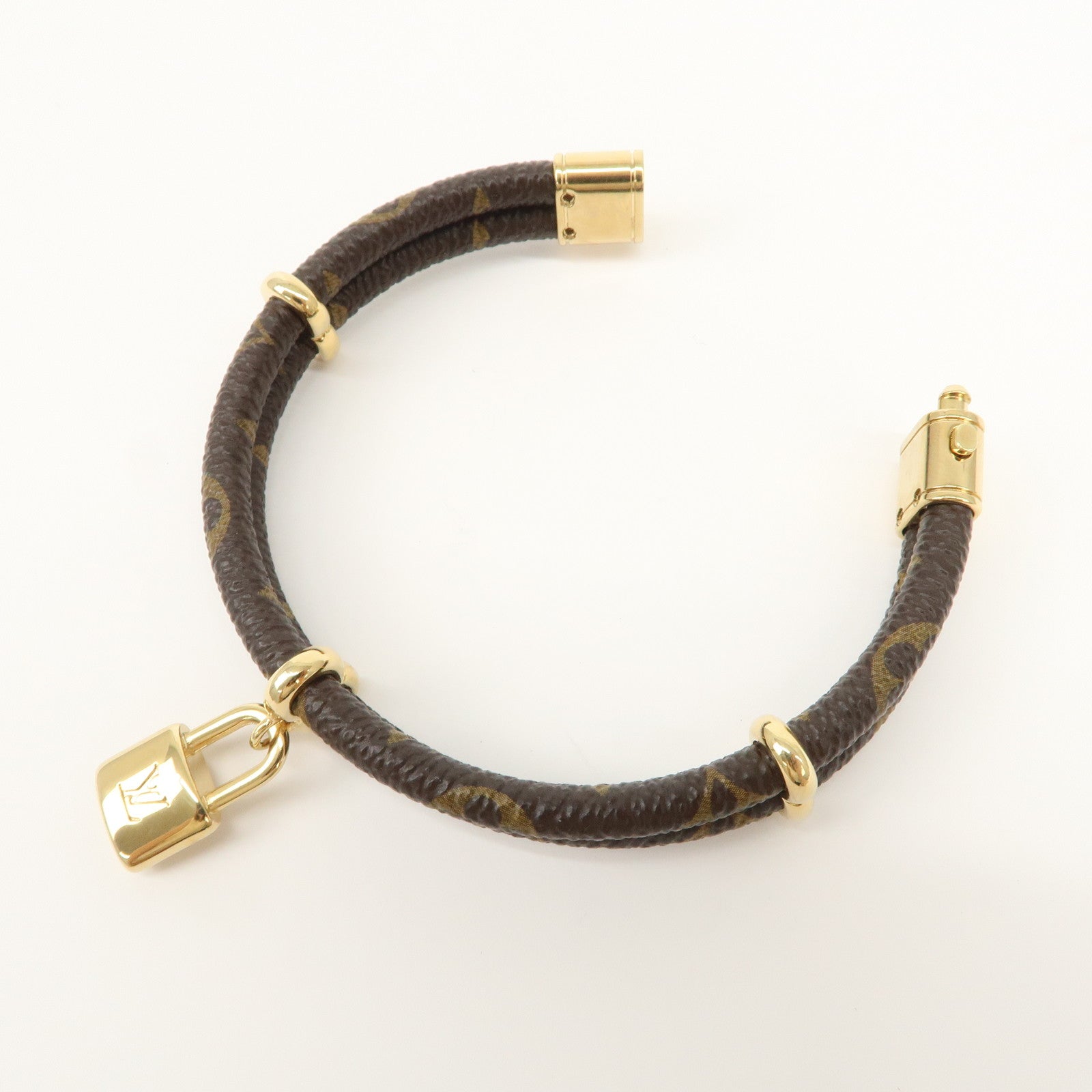 Louis Vuitton Monogram Leather Keep It Twice Bracelet M8109