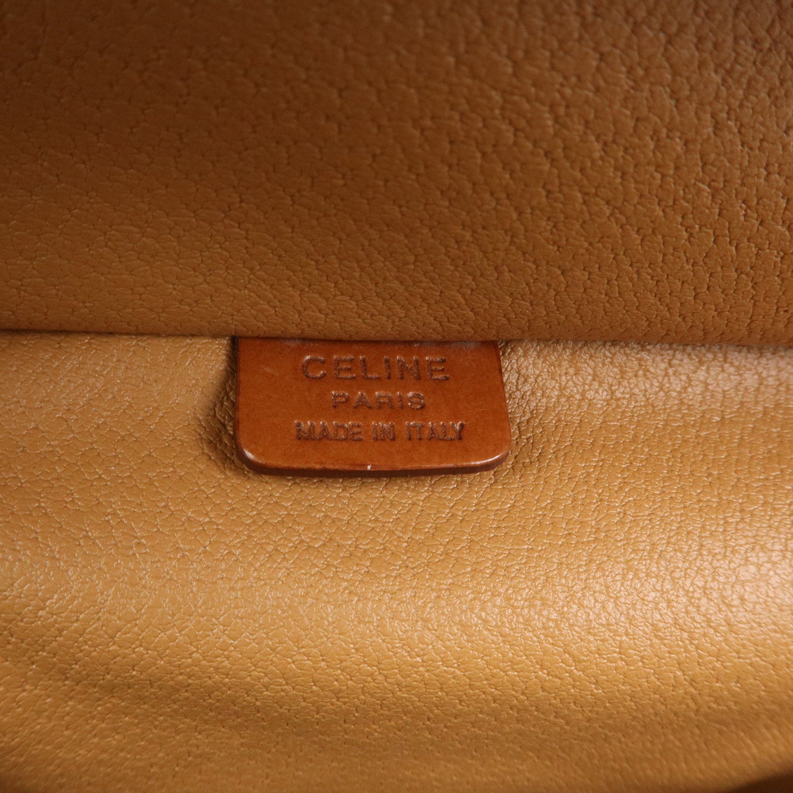 CELINE Macadam PVC Leather Hand Bag Vanity Bag Pouch Brown