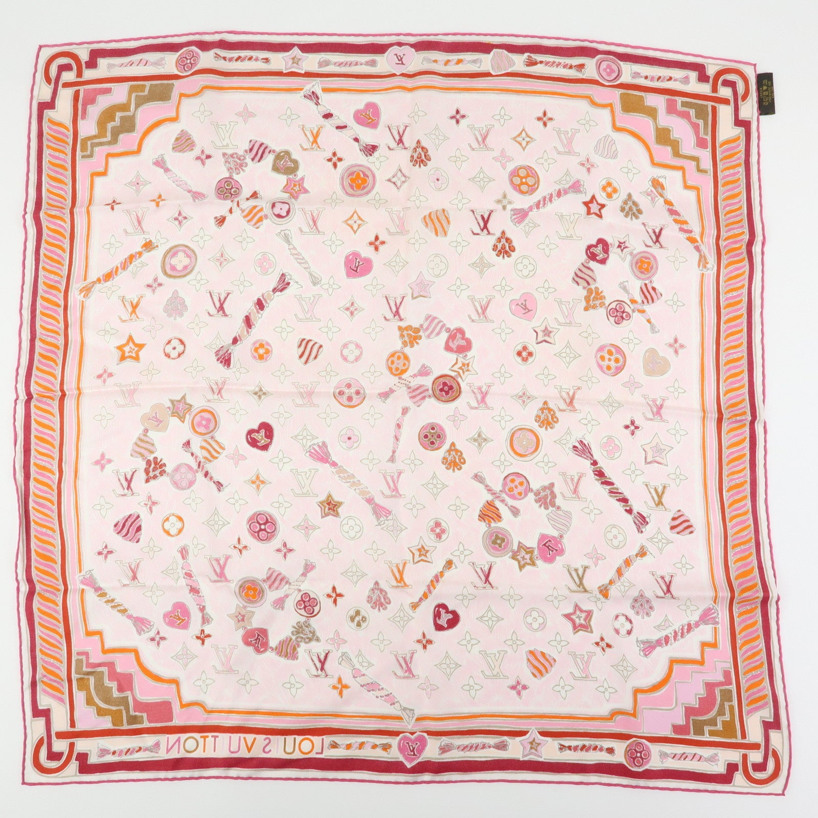 Louis Vuitton Monogram Silk 100% Scarf Rose Ballerine Mandarin