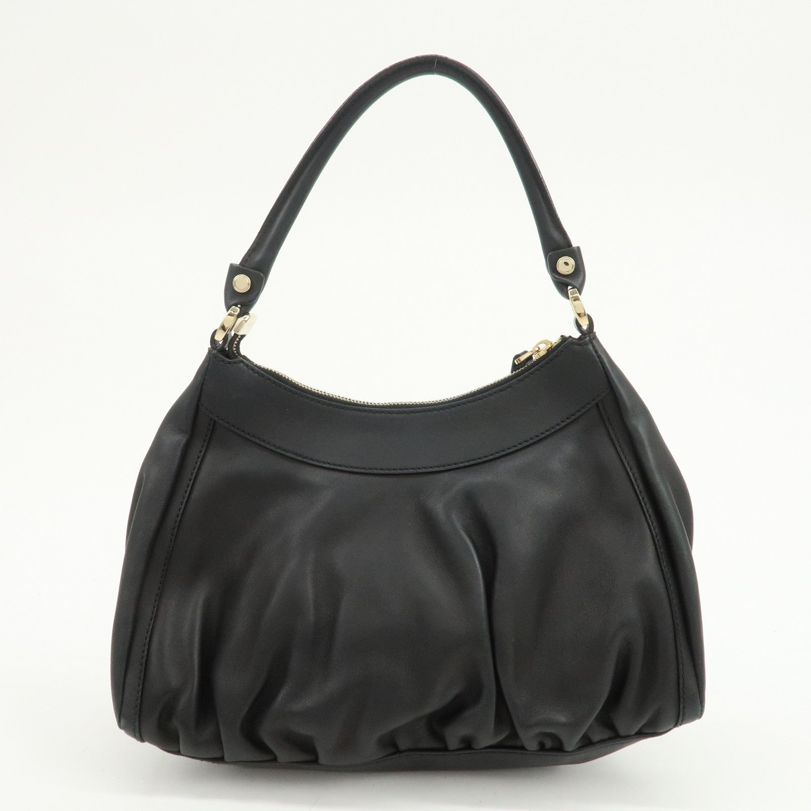 GUCCI Abbey Logo Leather Shoulder Bag Hand Bag Black 190525