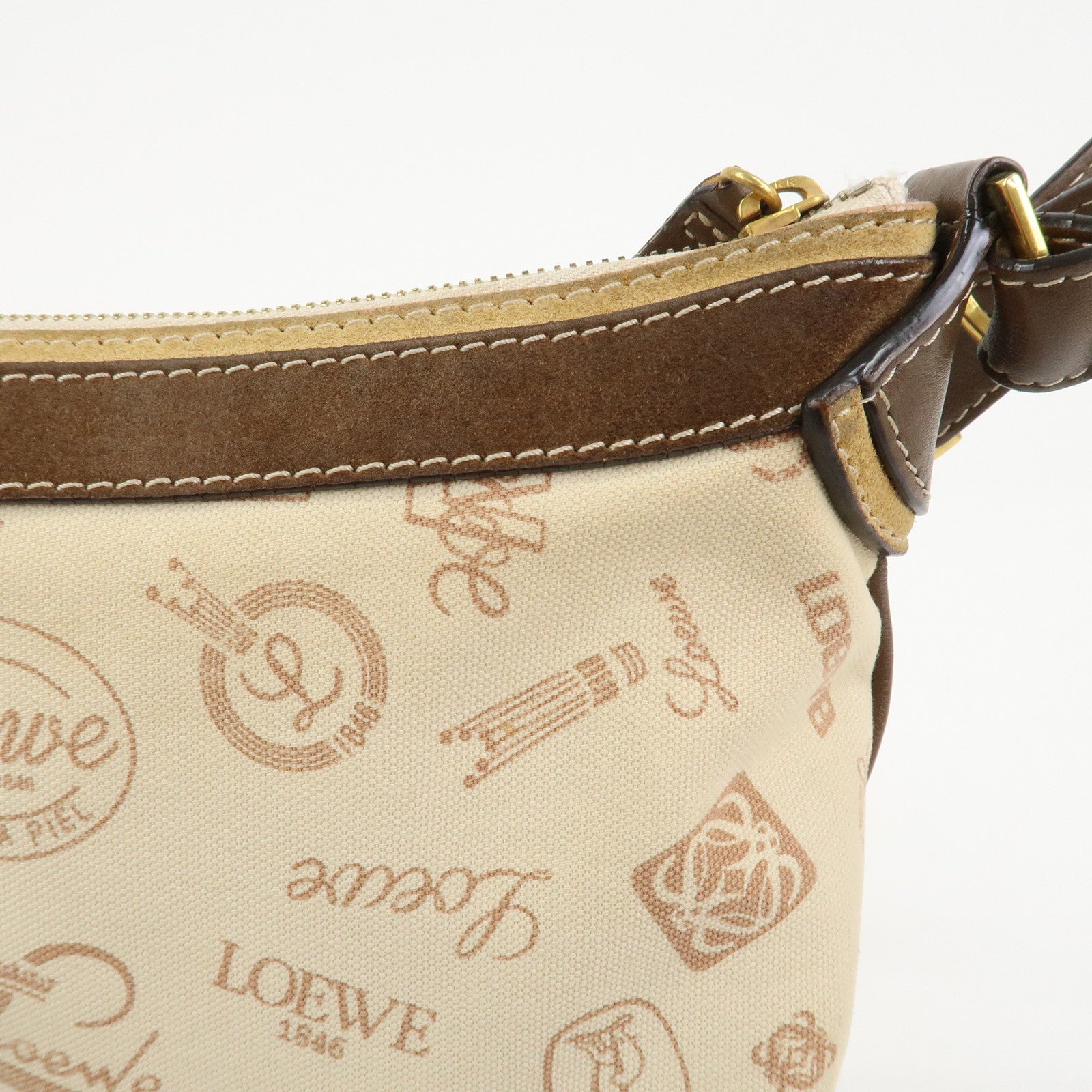 LOEWE Anagram Canvas Suede Leather 160th Anniversary Shoulder Bag
