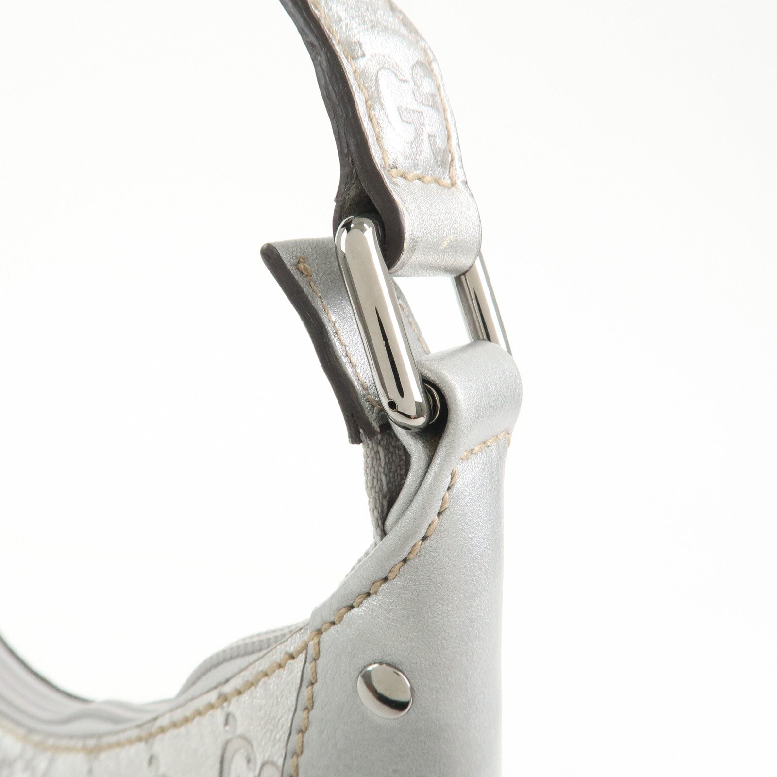 GUCCI Guccissima Leather Shoulder Bag Hand Bag Silver 239379