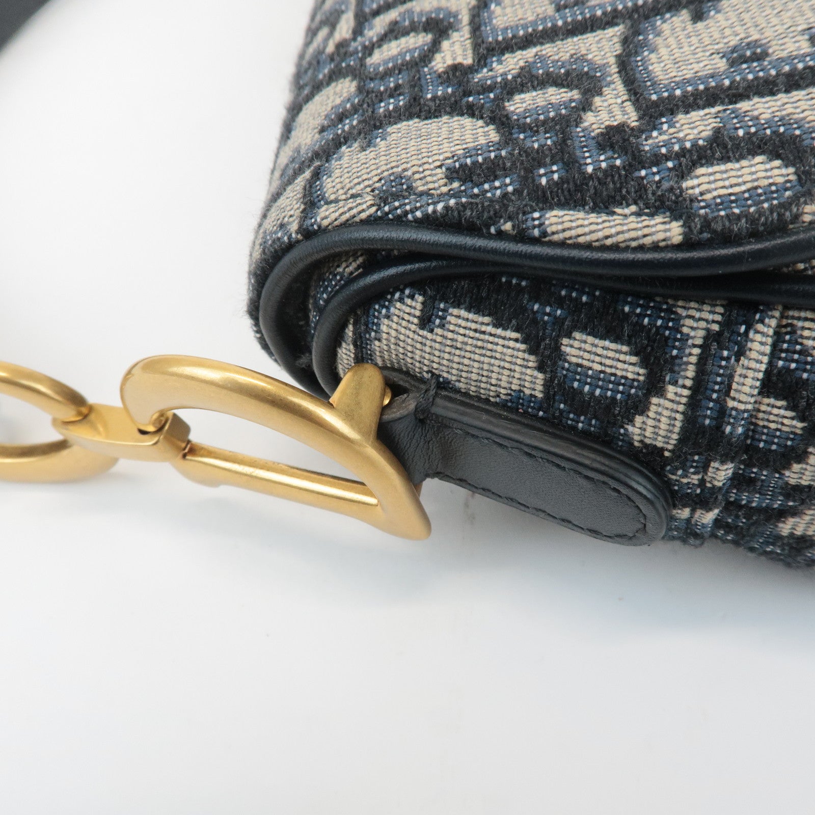 Christian Dior Trotter Jacquard Leather Saddle Mini Shoulder Bag