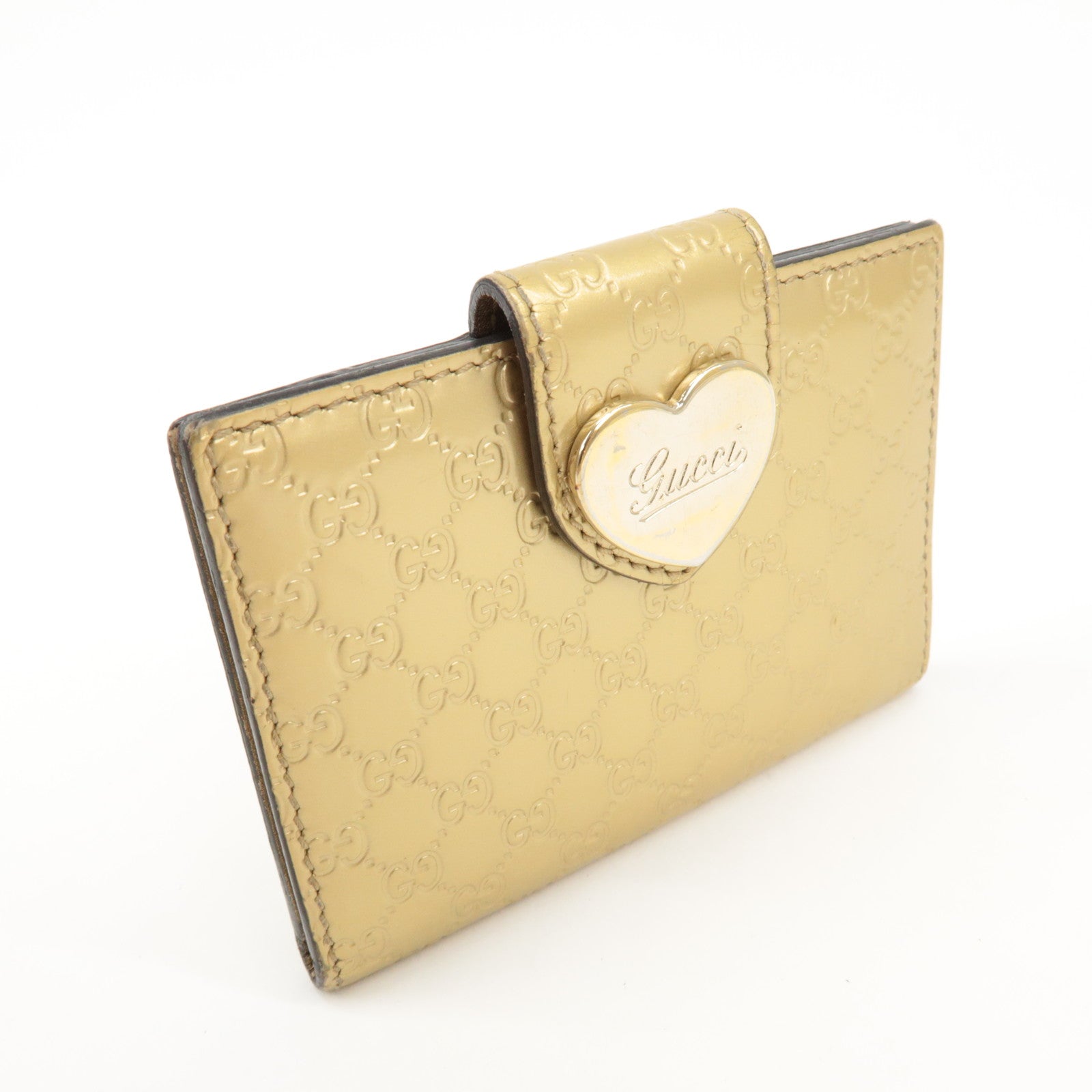 GUCCI Micro Guccissima Leather Card Case Gold 224261 Used