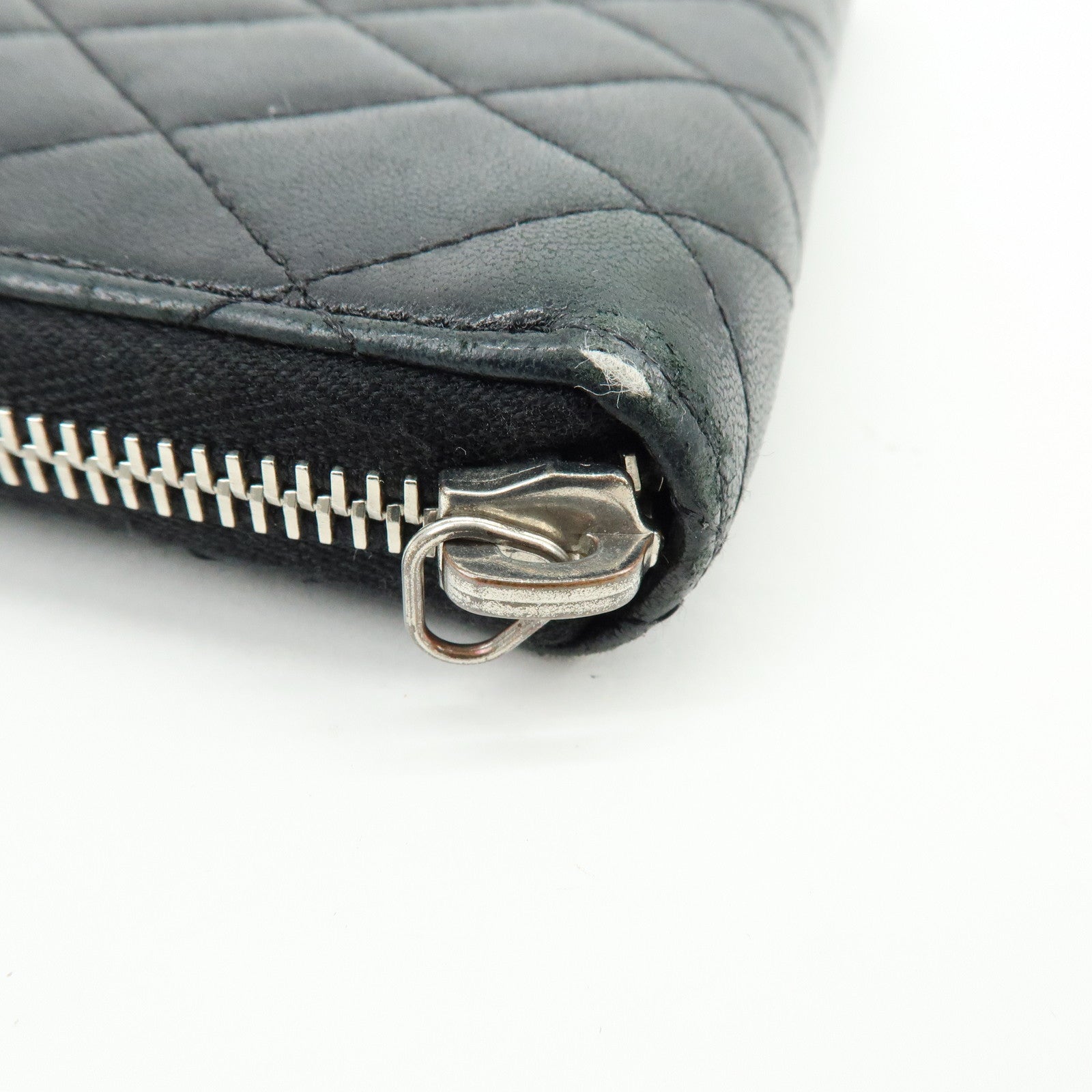 CHANEL Matelasse COCO Mark Round Zippy Long Wallet Black A50097