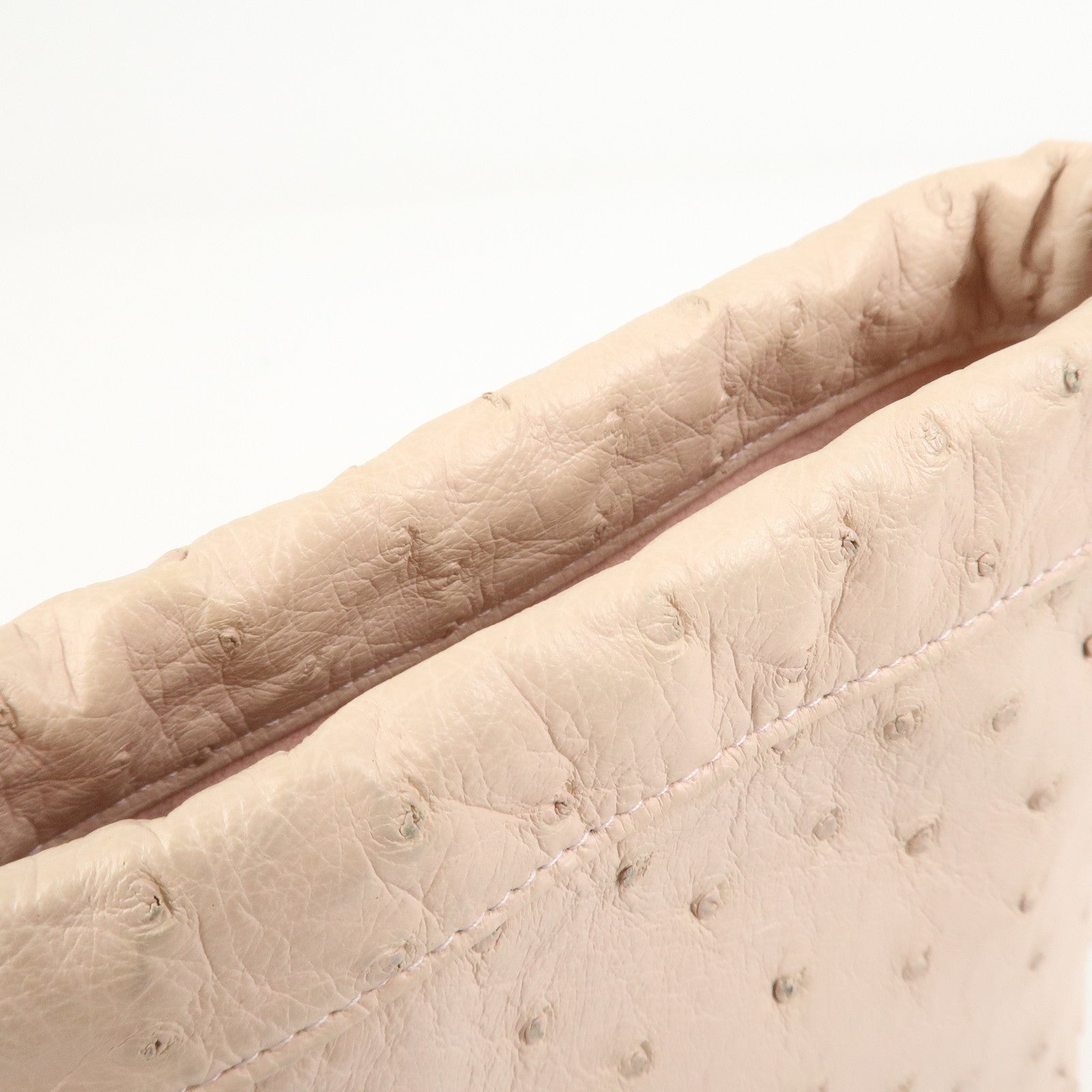 GUCCI GG Marmont Ostrich Leather Mini Bucket Chain Bag Ivory 575163