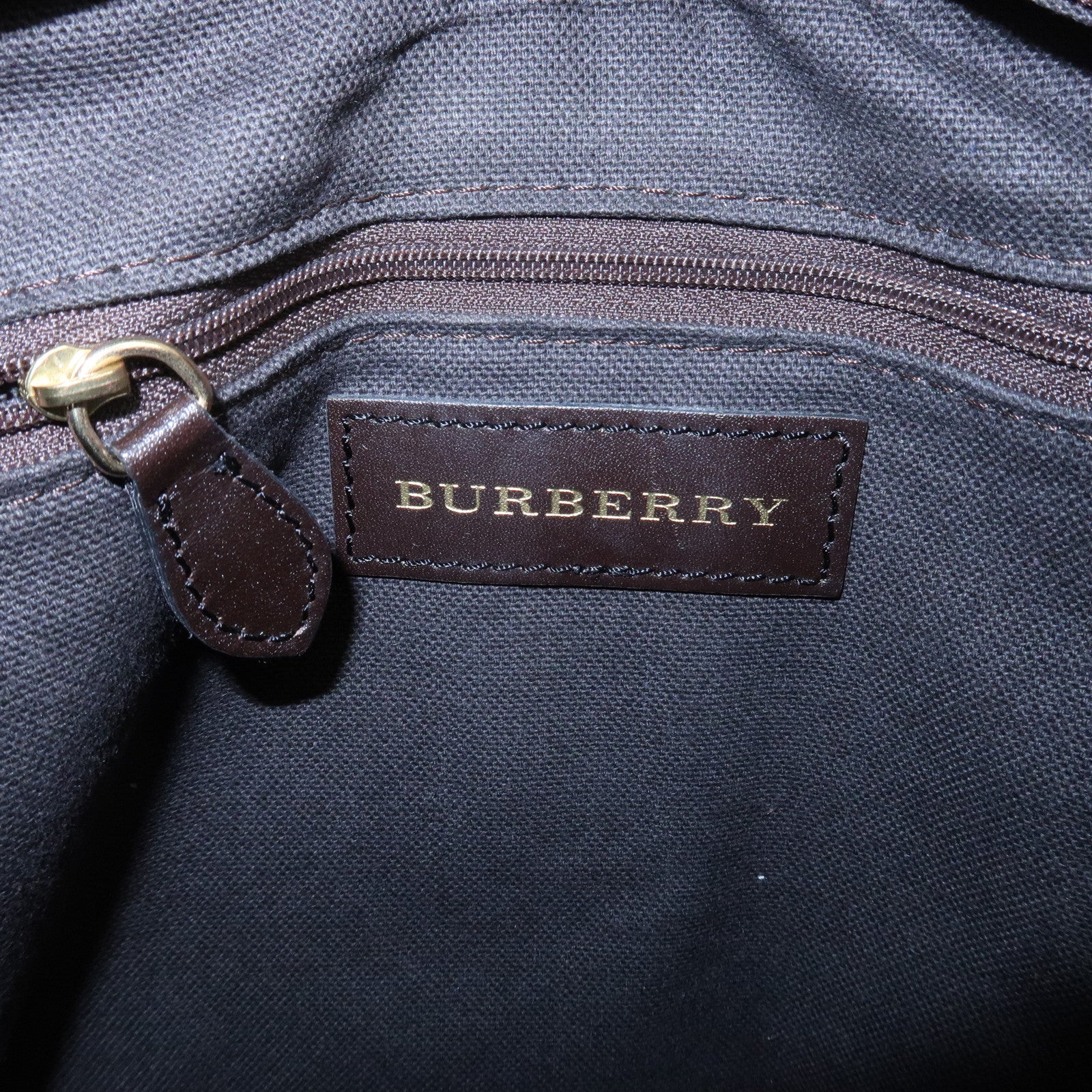 BURBERRY Nova Plaid PVC Leather Shoulder Bag Beige Brown Used