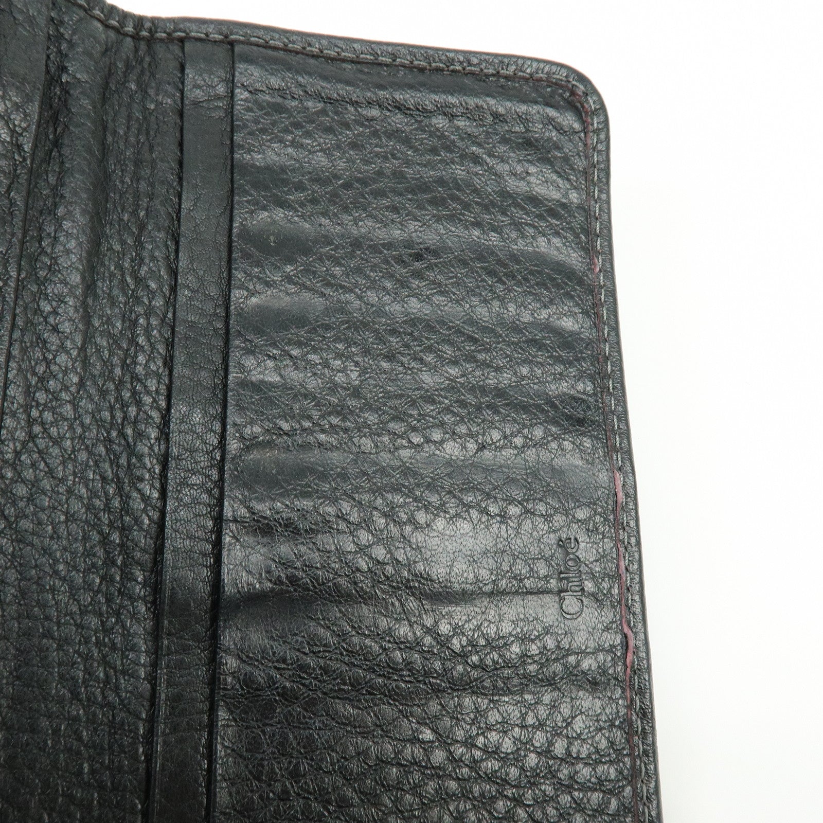 Chloe Paddington Leather Bi-fold Flap Long Wallet Black