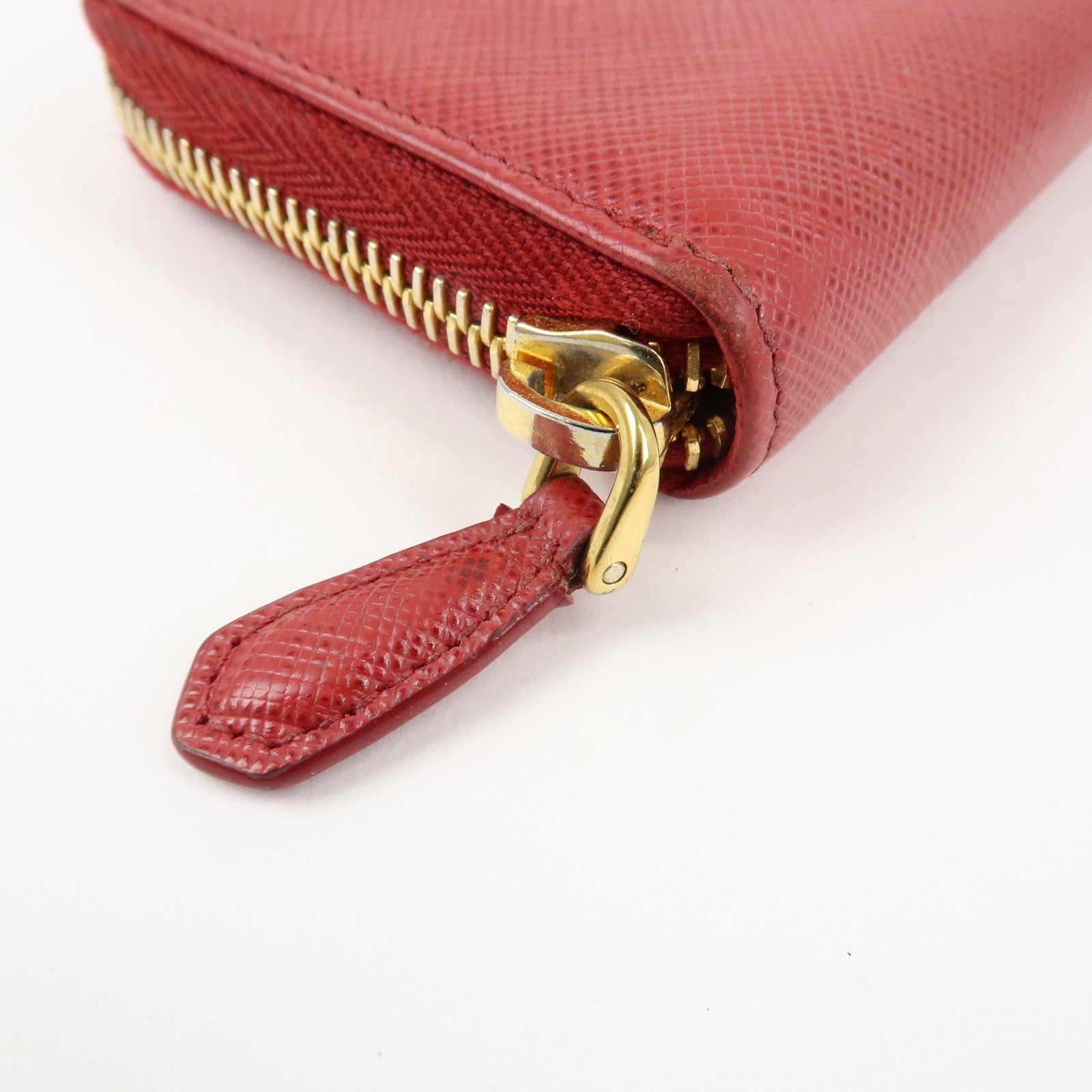 PRADA Triangle Logo Round Zippy Coin Case Red 1MO268 Used