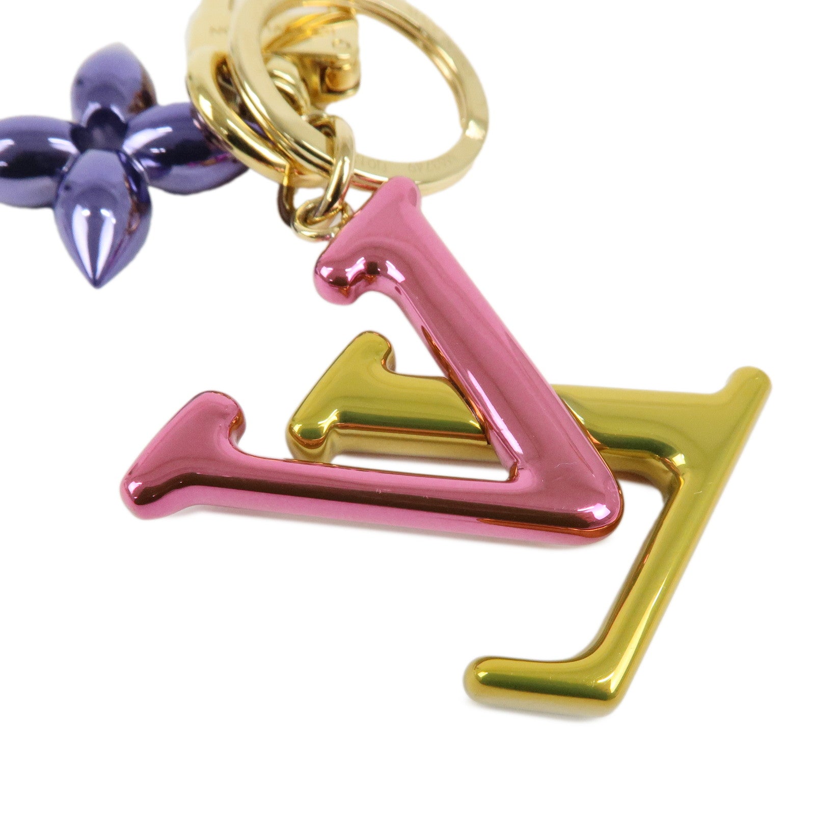 Louis Vuitton Porte Cles LV New Wave Bag Charm Gold Pink M63749