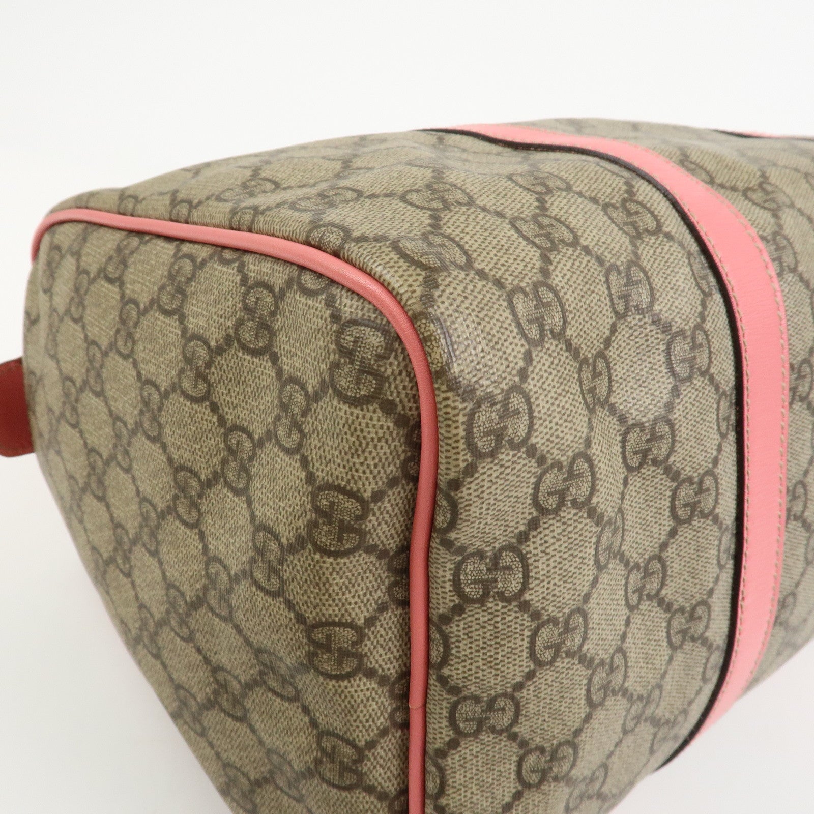 GUCCI GG Supreme Leather Boston Bag Hand Bag Beige Pink 193603