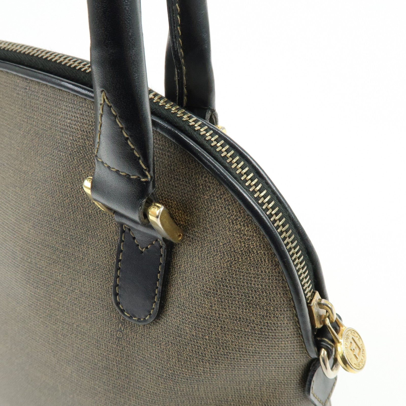 FENDI Leather 2Way Bag Hand Bag Shoulder Bag Crossbody Bag Brown