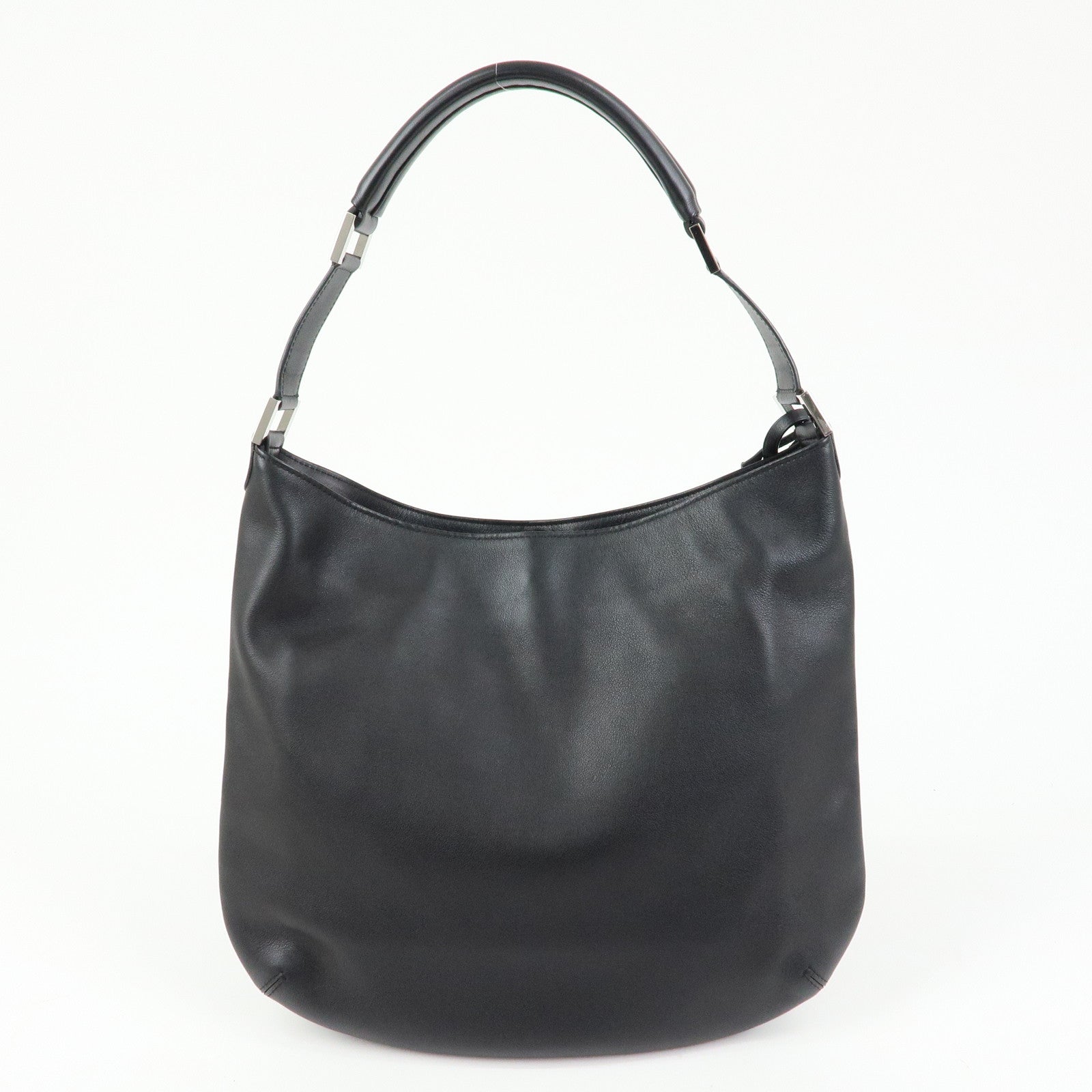 DELVAUX Louise Leather Shoulder Bag Hand Bag Black