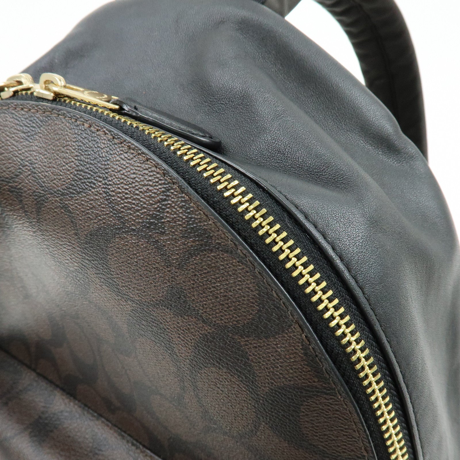 COACH Charlie PVC Canvas Leather Backpack Rucksack Dark Brown