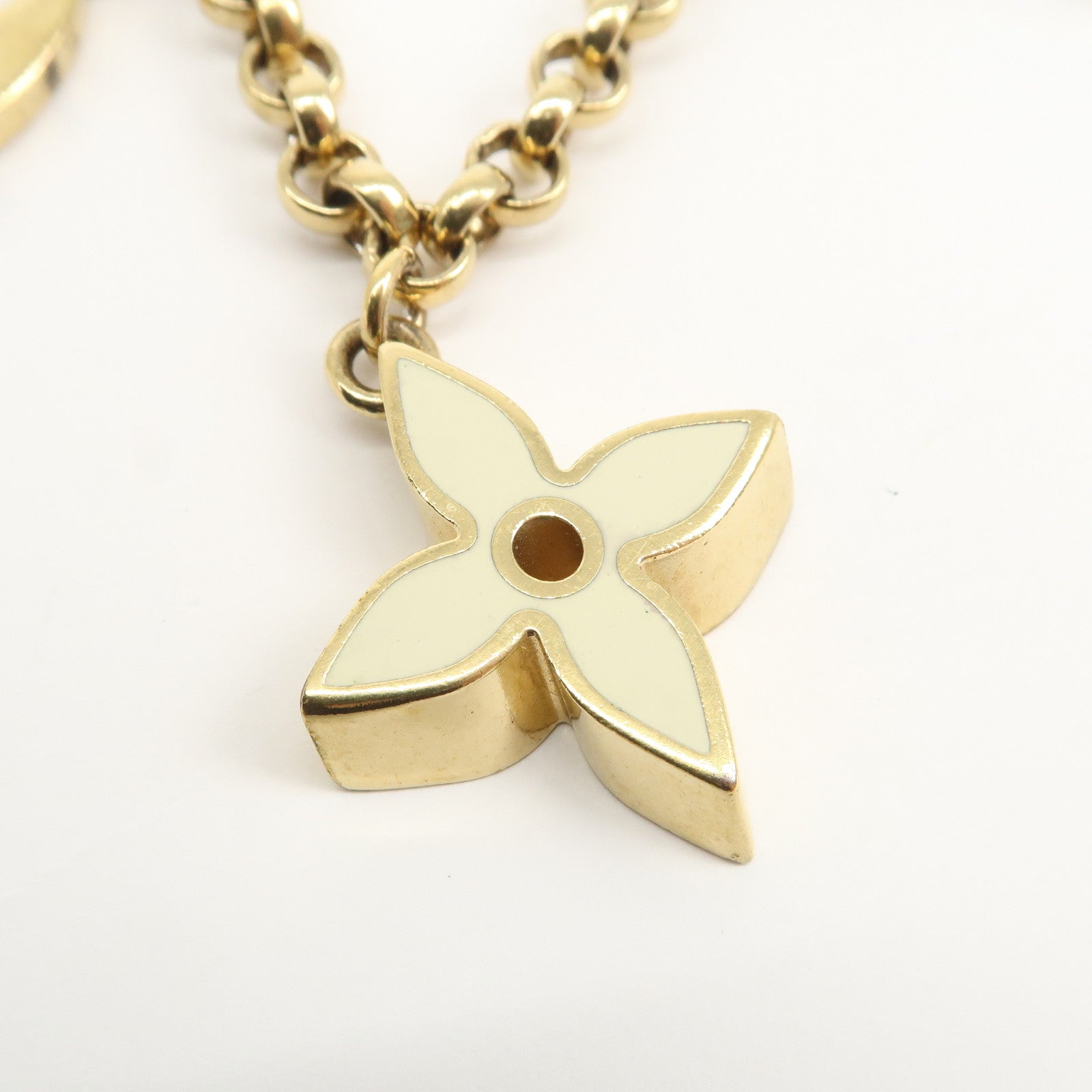 Louis Vuitton Fleur de Monogram Bag Charm Key Chain Gold M65111