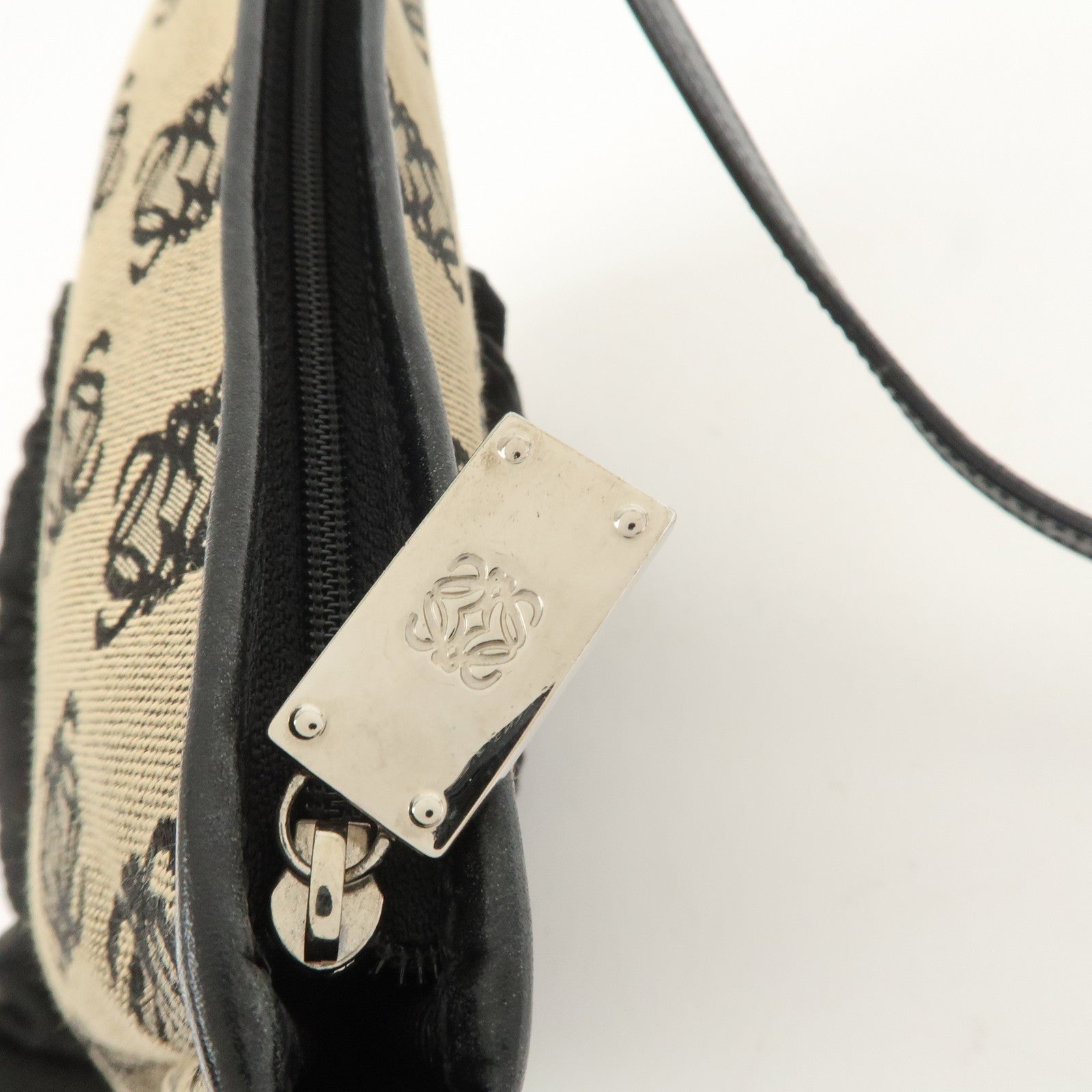 LOEWE Anagram Canvas Leather Accessory Pouch Shoulder Bag Beige