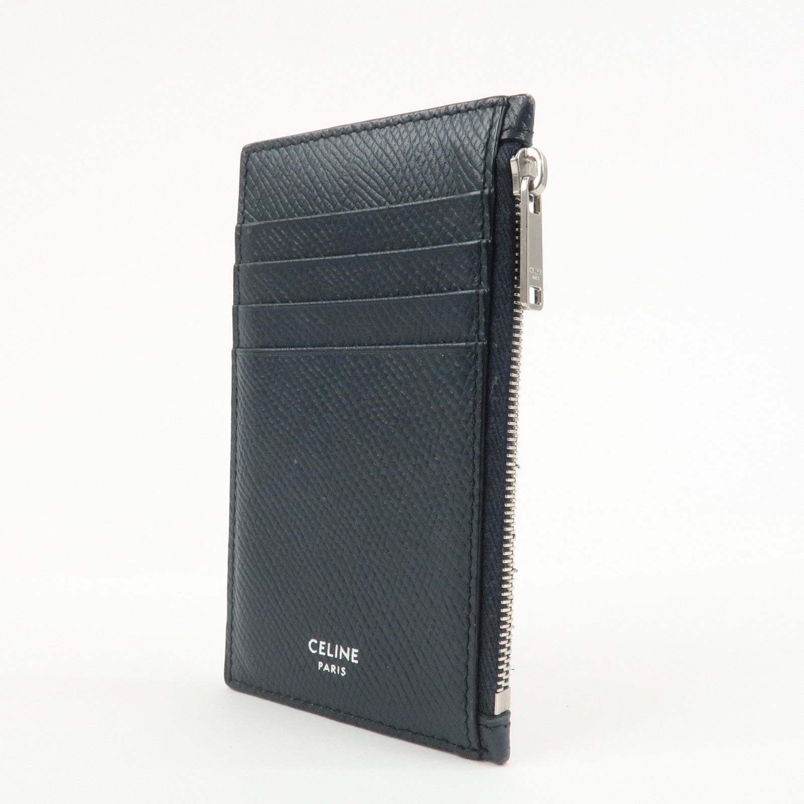 CELINE Logo Leather Card Case Card Holder FragmentツCase Dark Navy