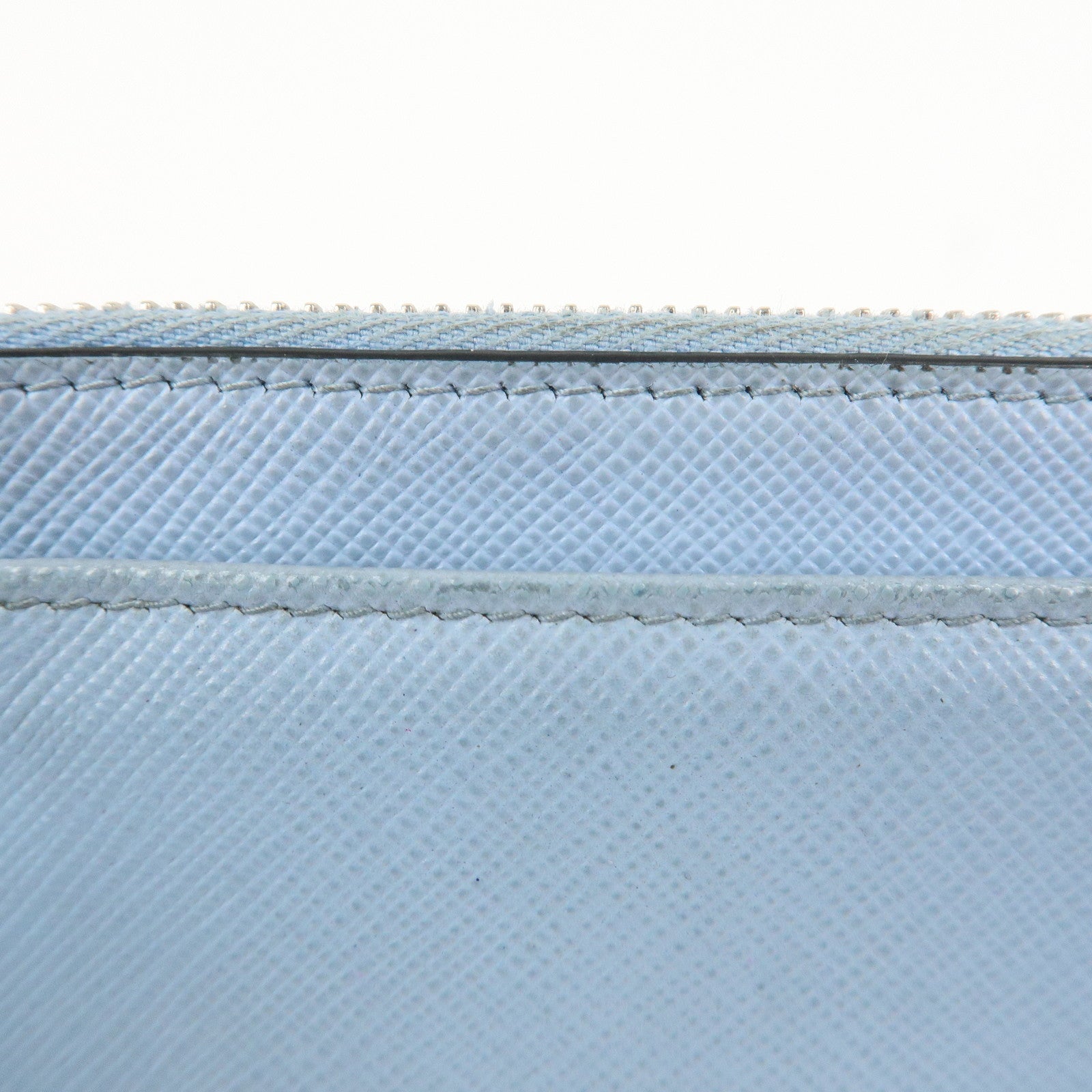 PRADA Triangle Logo Saffiano Leather Card Case Light Blue 2MC084