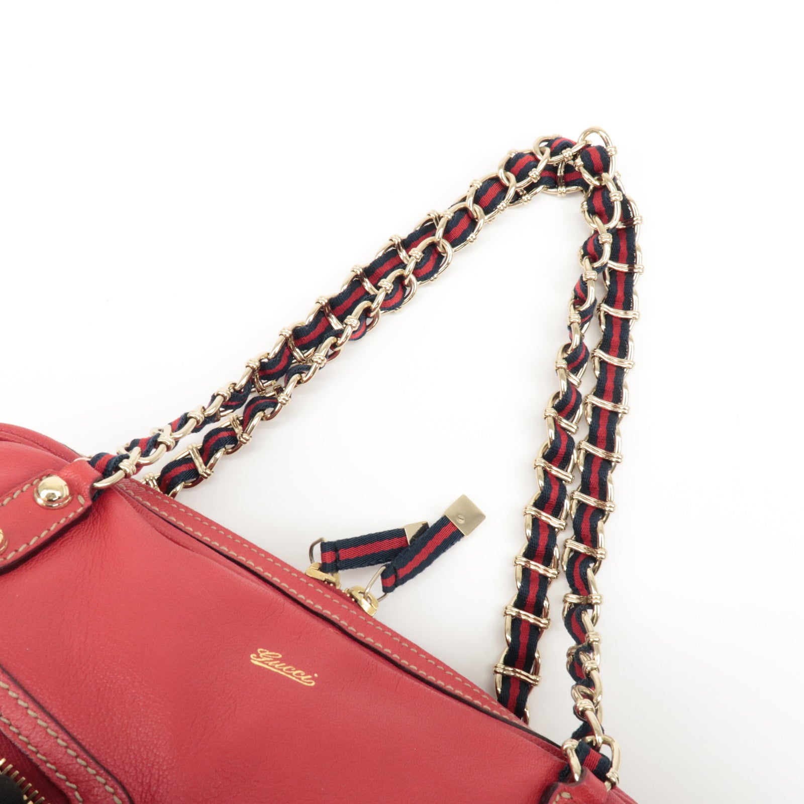 GUCCI Sherry Leather Chain Shoulder Bag Red 152462 Used