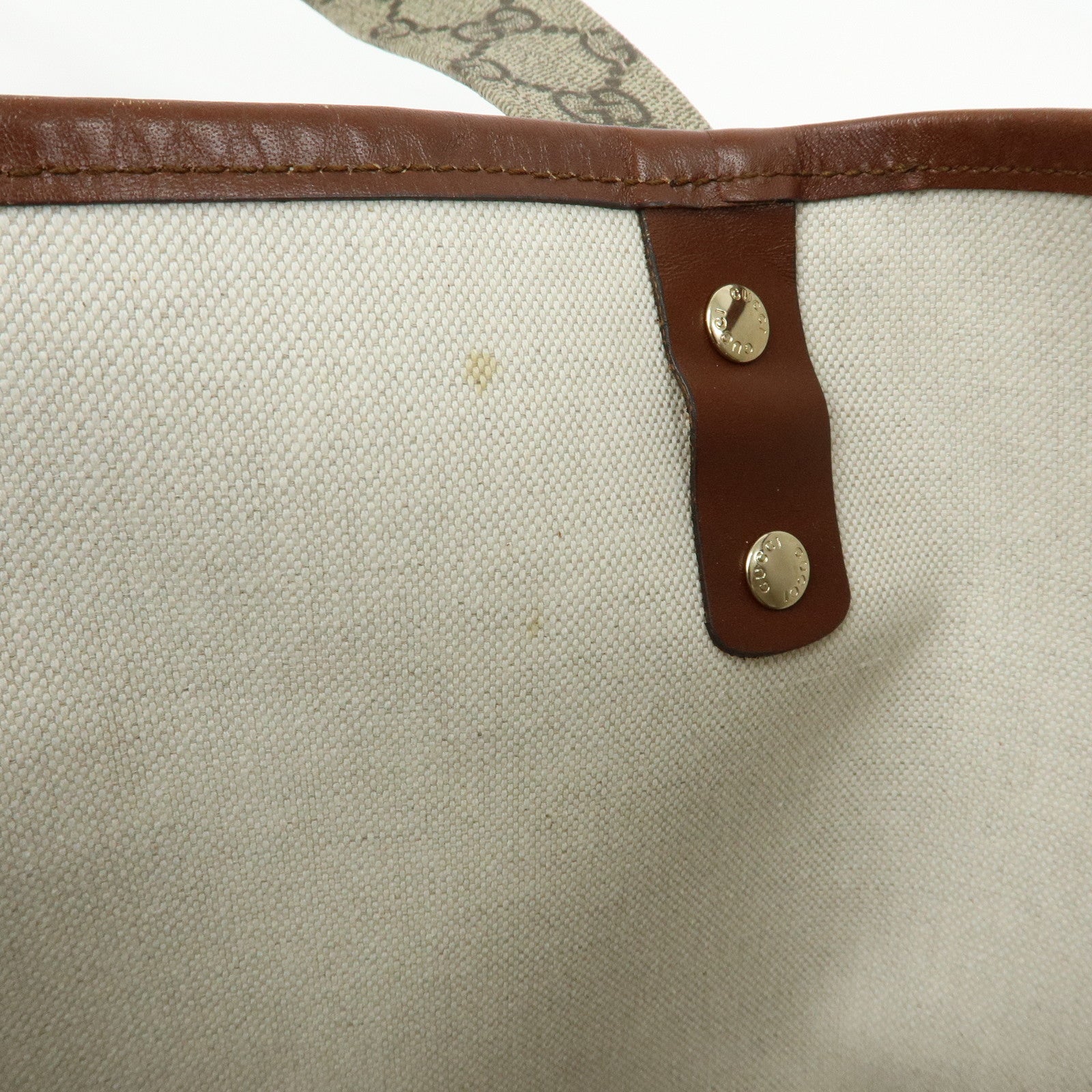 GUCCI GG Supreme Leather Sherry Tote Bag Beige Brown 211134
