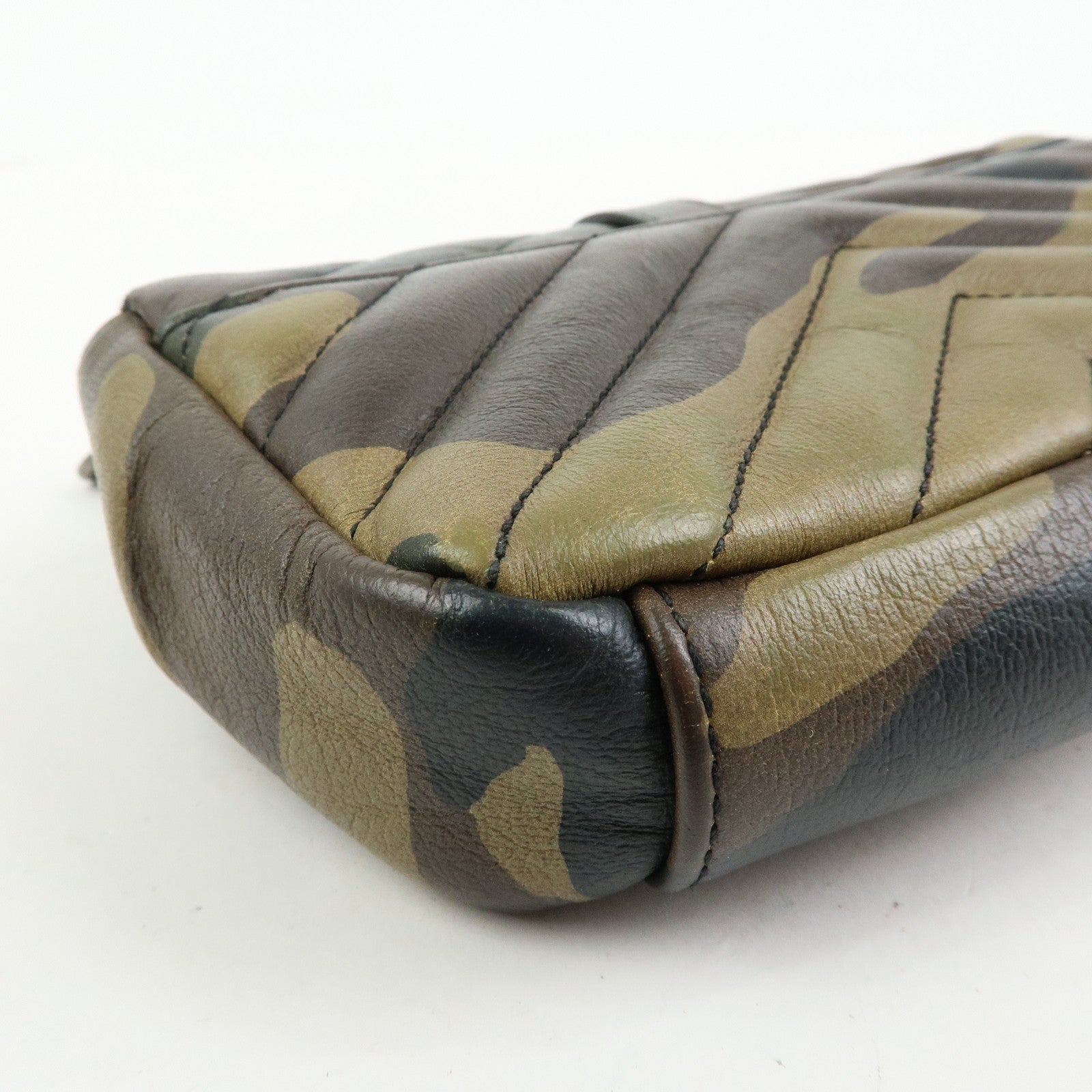 SAINT LAURENT PARIS College Mini Chain Shoulder Hand Bag Camouflage