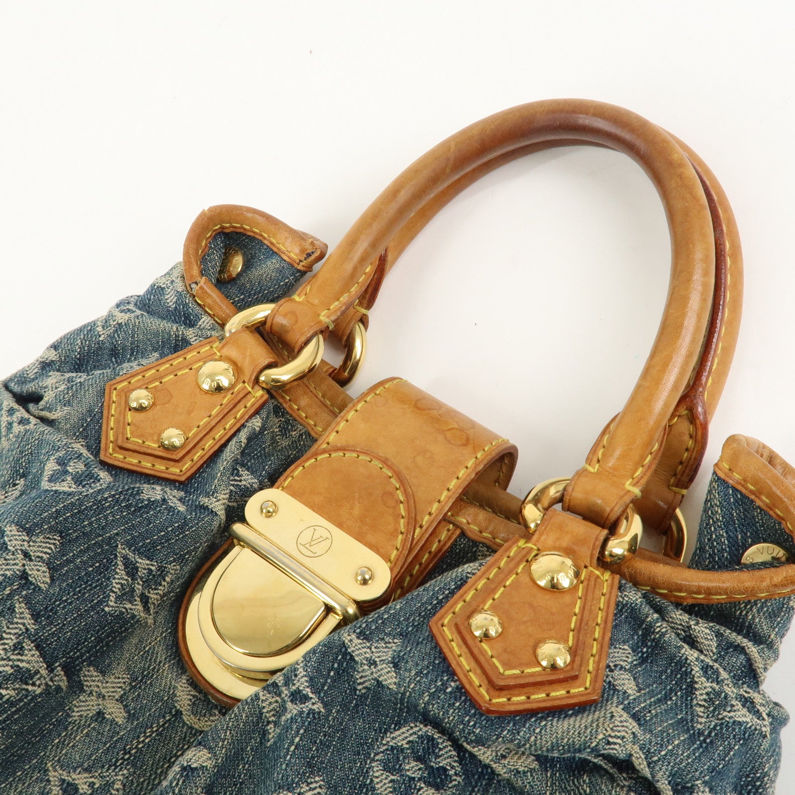 Louis Vuitton Monogram Denim Pleaty Hand Bag Blue M95020