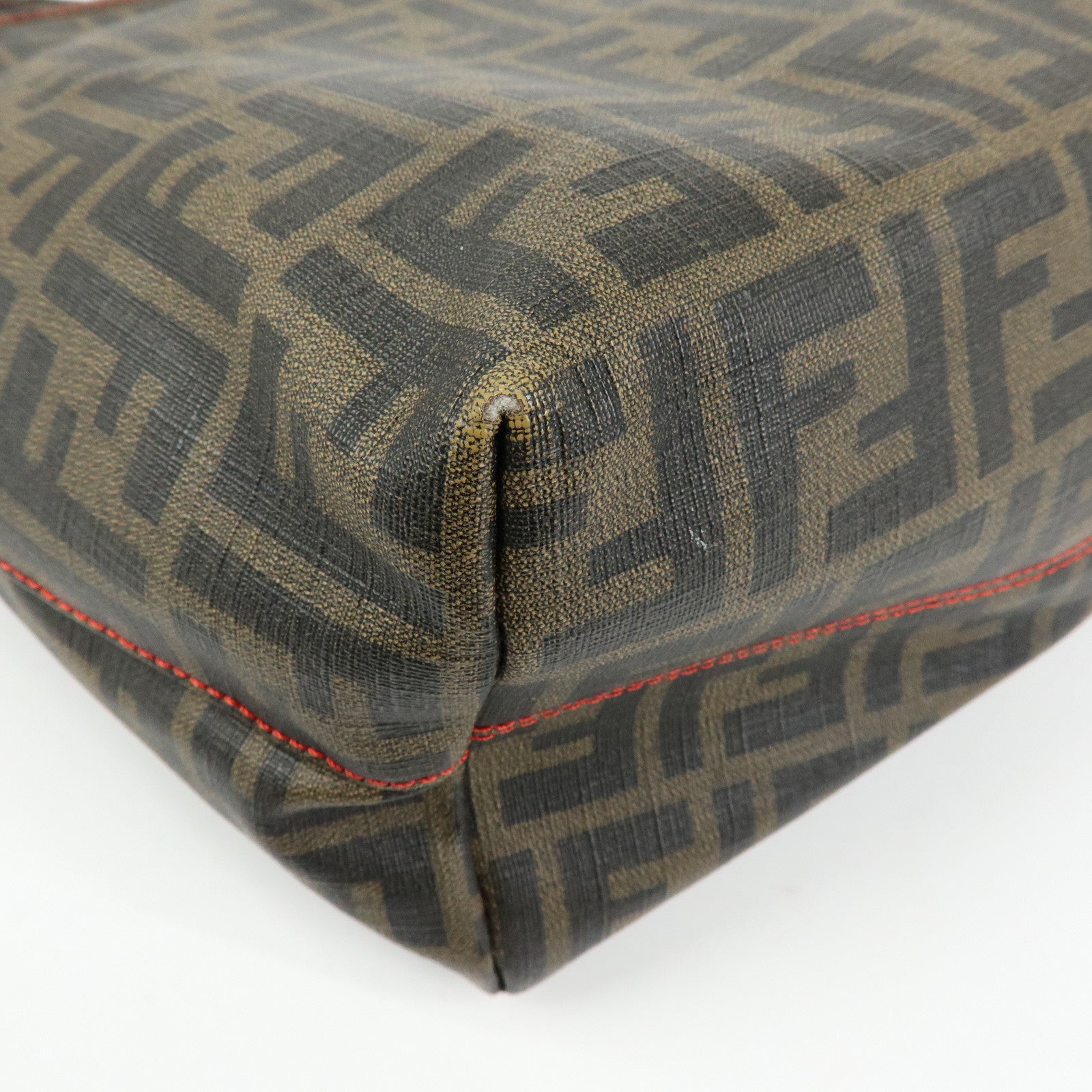 FENDI Zucca PVC Coated Canvas Tote Bag Hand Bag Brown 8BH185