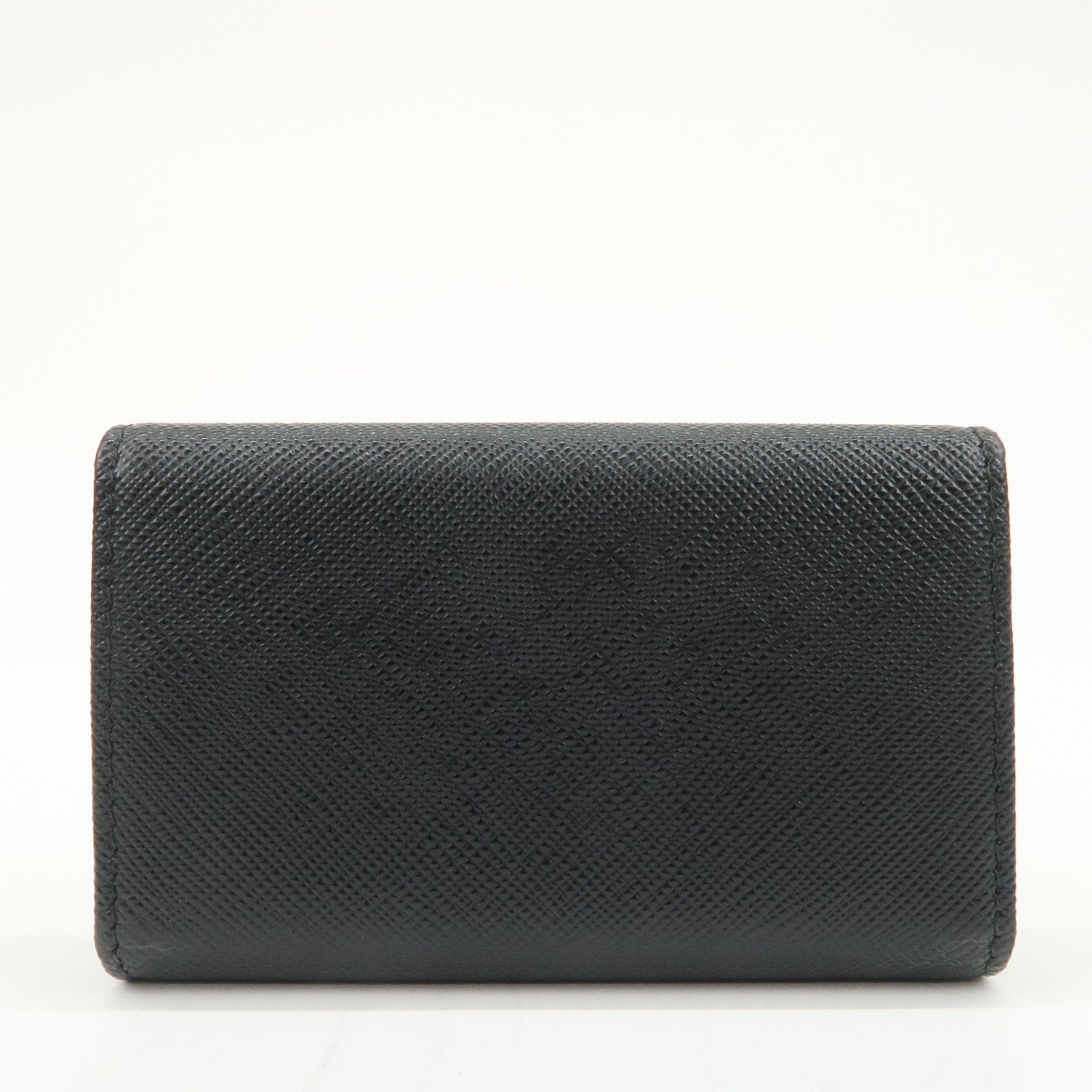 PRADA Logo Saffiano Leather 4 Rings Key Case Black 1PG004