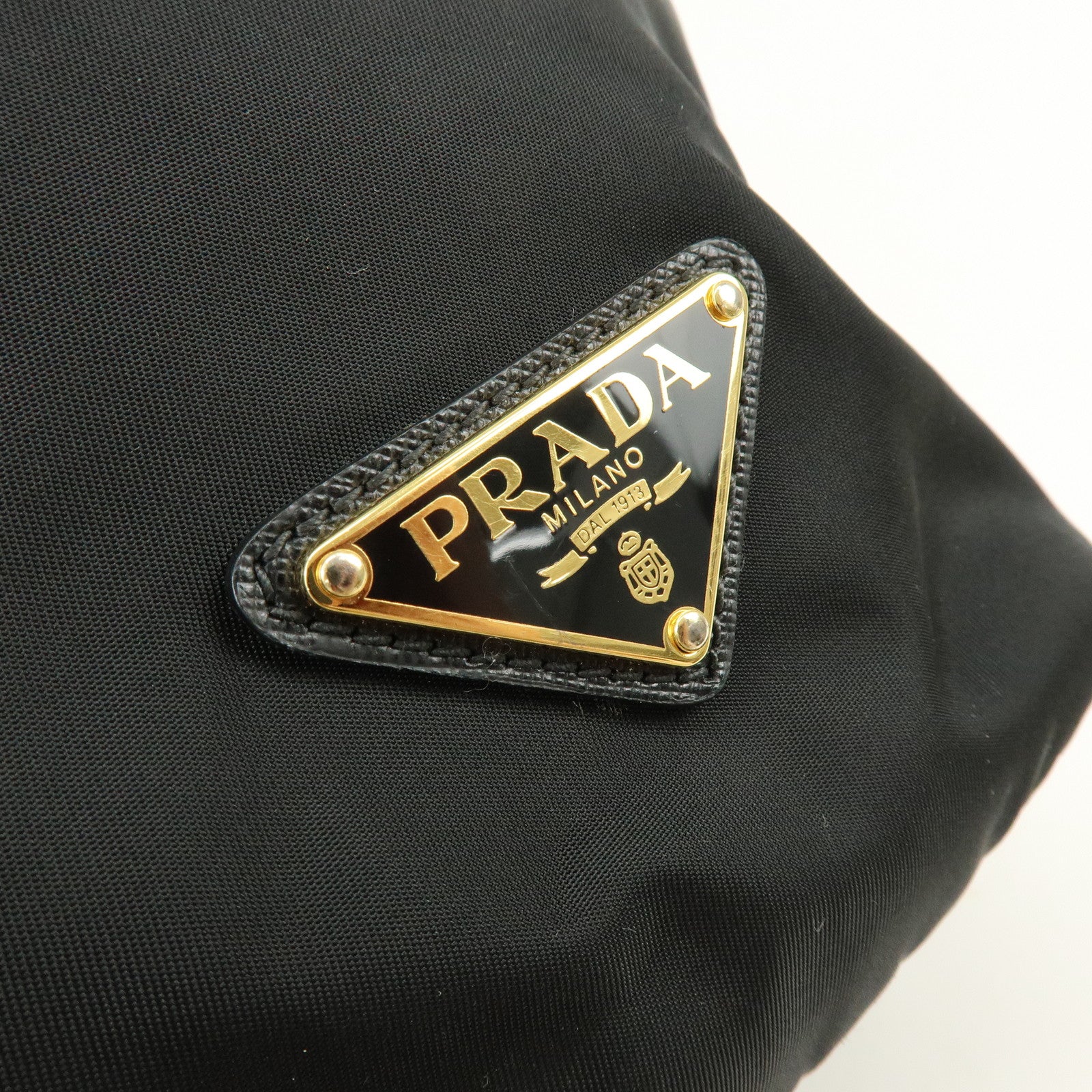 PRADA Triangle Logo Nylon Saffiano Leather 2Way Bag Hand Bag Black
