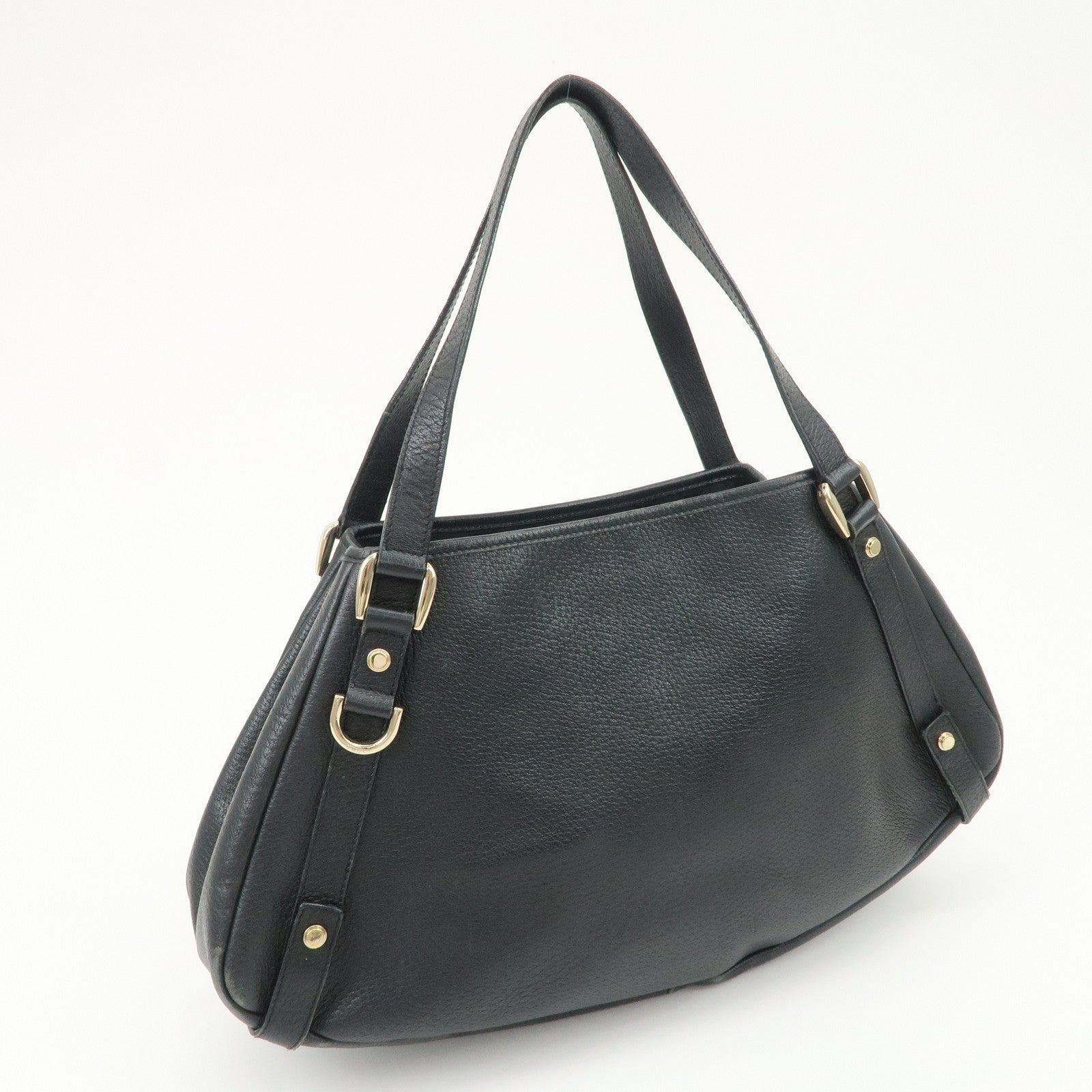 GUCCI Abbey Leather Tote Bag Hand Bag Black 130736