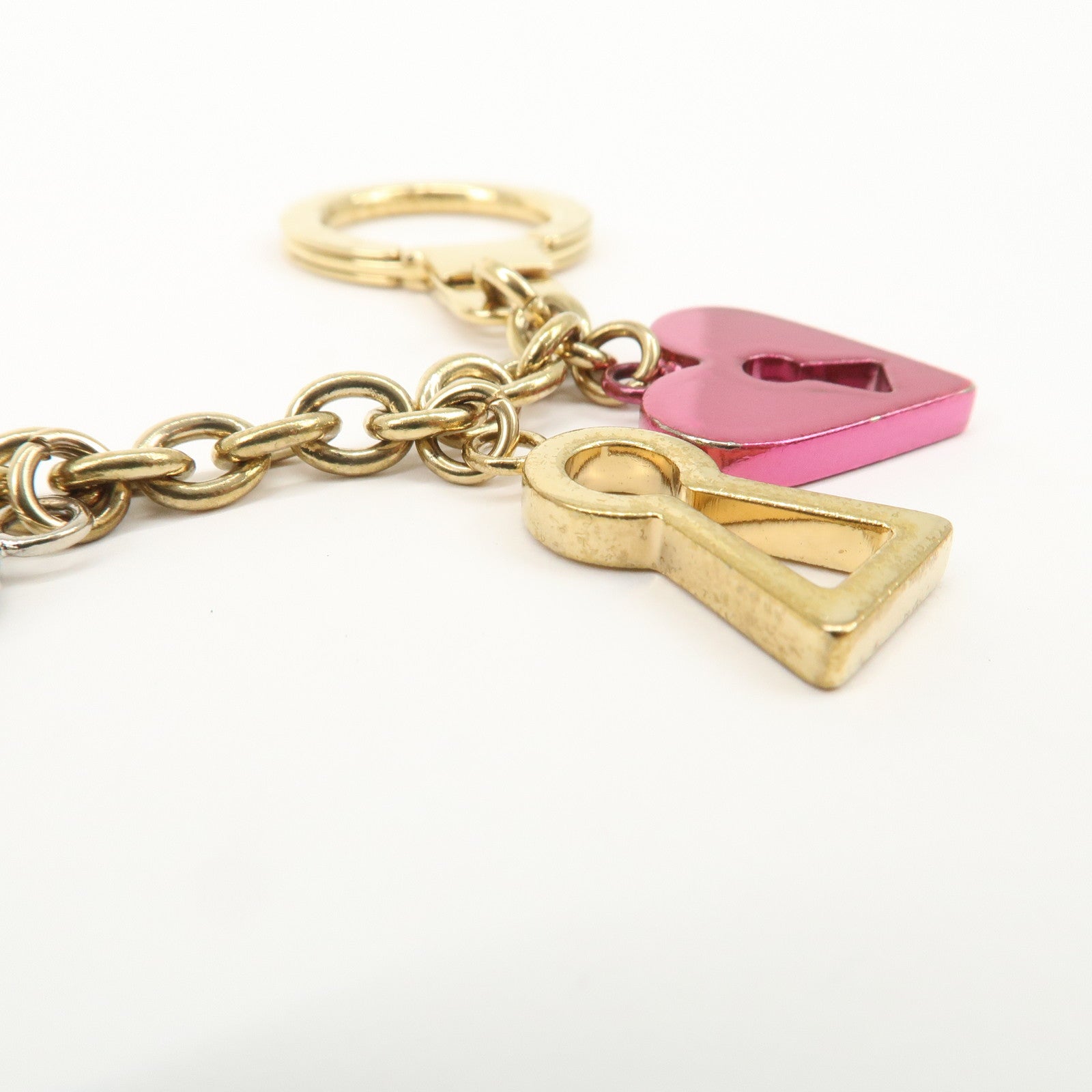 Louis Vuitton Bijou Sac Chenne Love Lock Key Charm Gold Pink M67437 Used