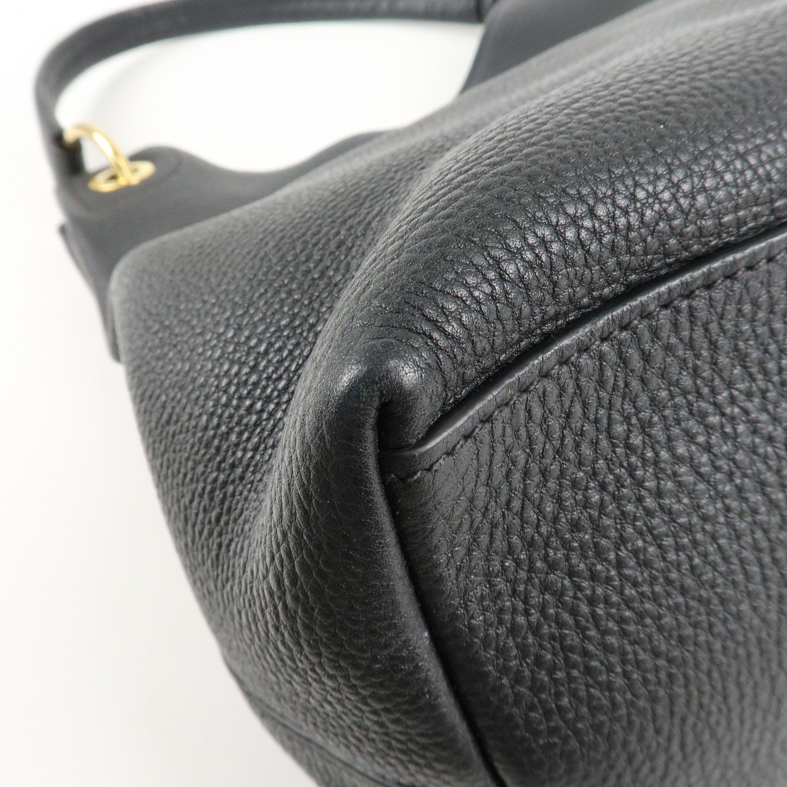 PRADA VITTELLO PHOENIX Triangle Logo Leather Shoulder Bag Black 1BC051 Used