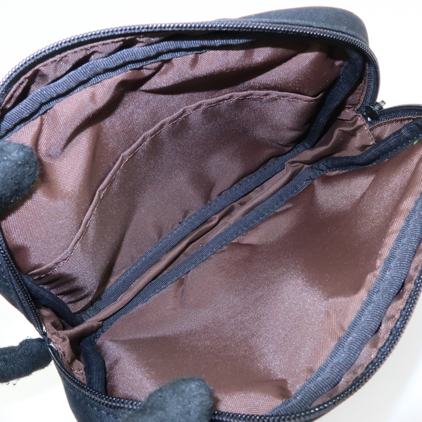 BURBERRY Canvas Nova Plaid Pouch Cosmetic Bag Makeup Bag Black