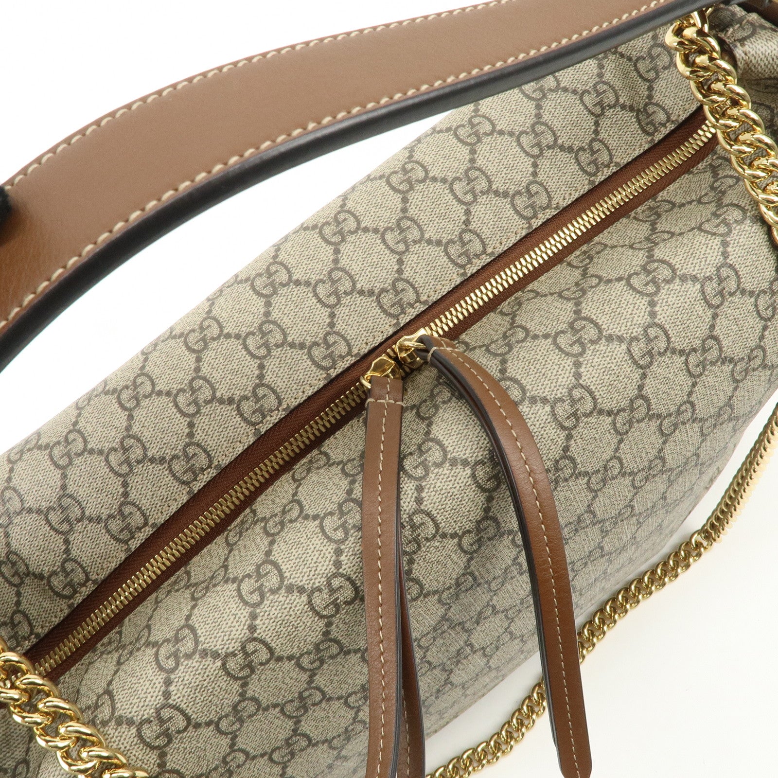 GUCCI GG Supreme Leather 2WAY Bag Shoulder Bag Beige Brown 477324 Used